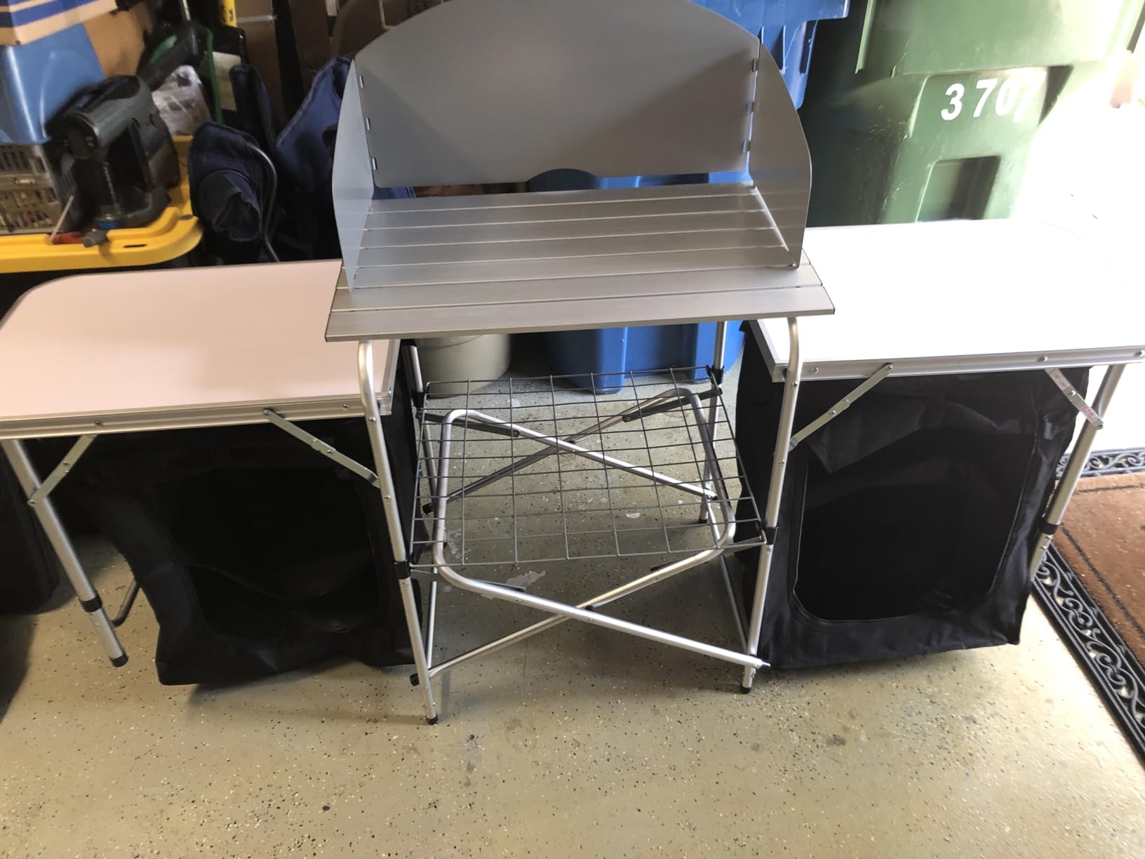 Goplus Folding Camping Kitchen Table with Storage, Aluminum Portable Outdoor Cooking Table with Windscreen customer photo 1
