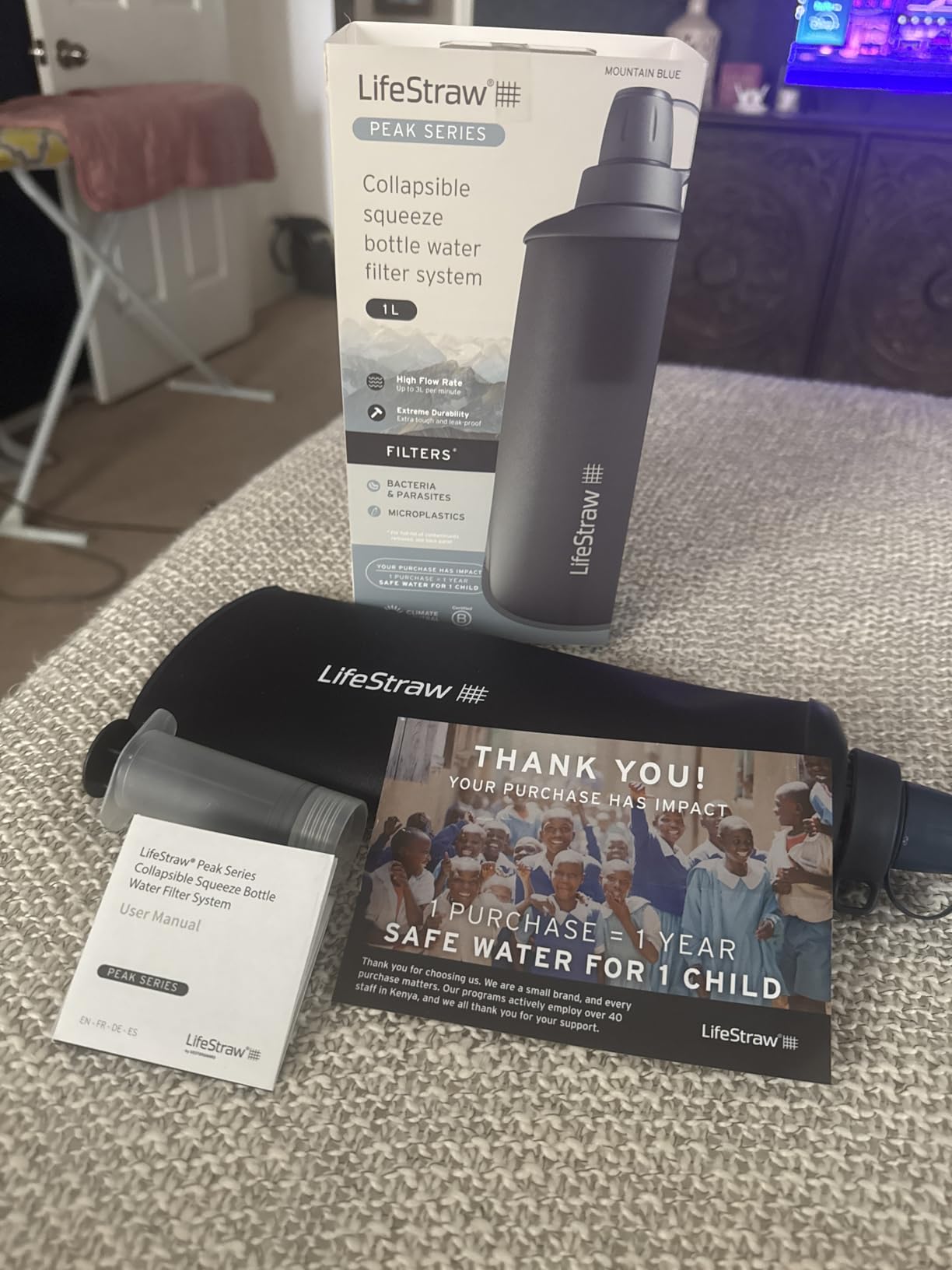 LifeStraw Peak Series - Collapsible Squeeze Bottle Water Filter System - 650ml for Trail Running, Through Hiking, Travel, Cycling, and Fishing; Dark Mountain Gray customer photo 2