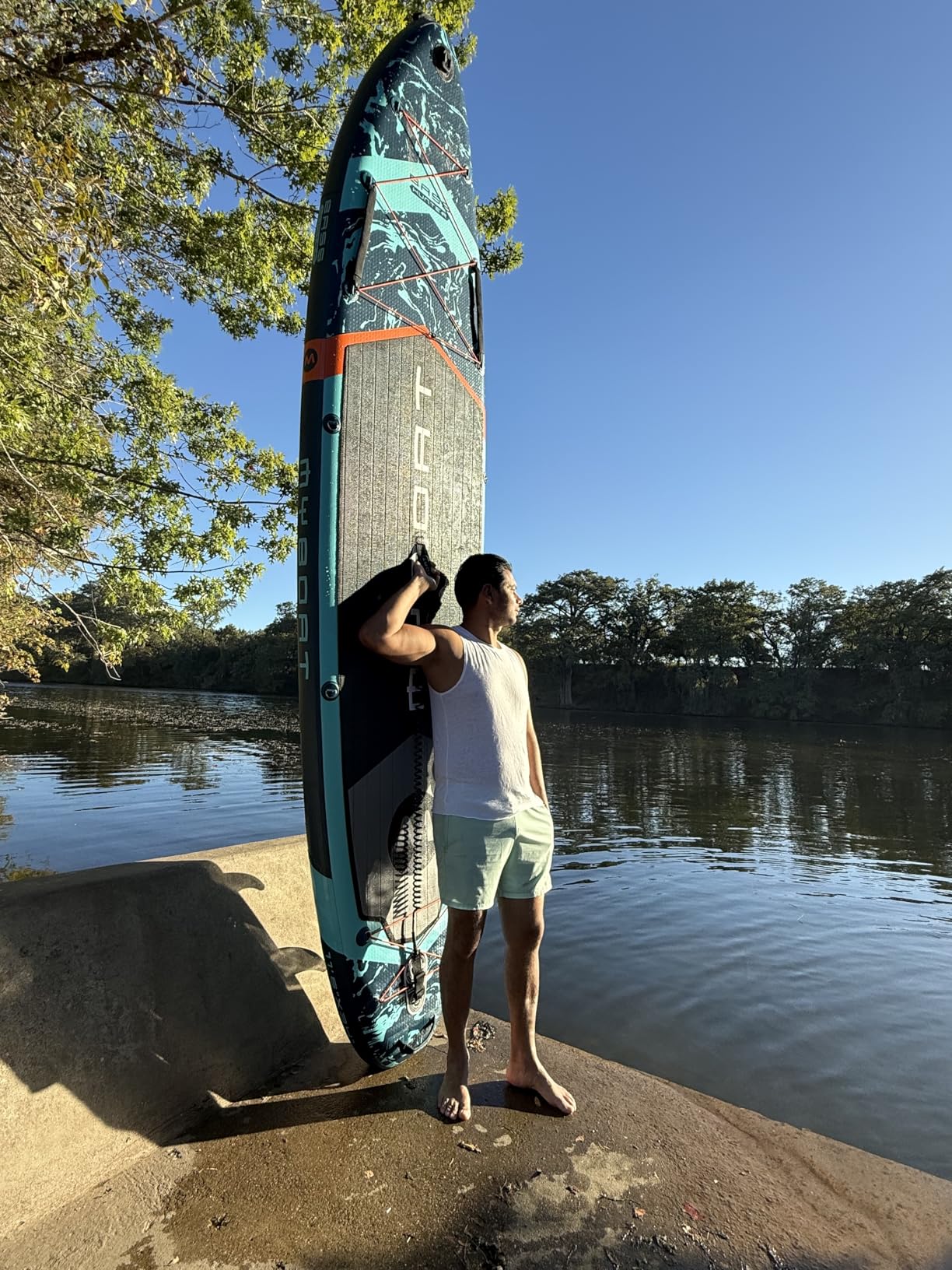 MYBOAT 11'6x34x6 Extra Wide Inflatable Paddle Board, Stand Up Paddle Board for Fishing, Sup Board with 3 Removable Fins, Dual Bungees, Camera Mount, Hand Pump, Strong Paddle, Leash customer photo 1