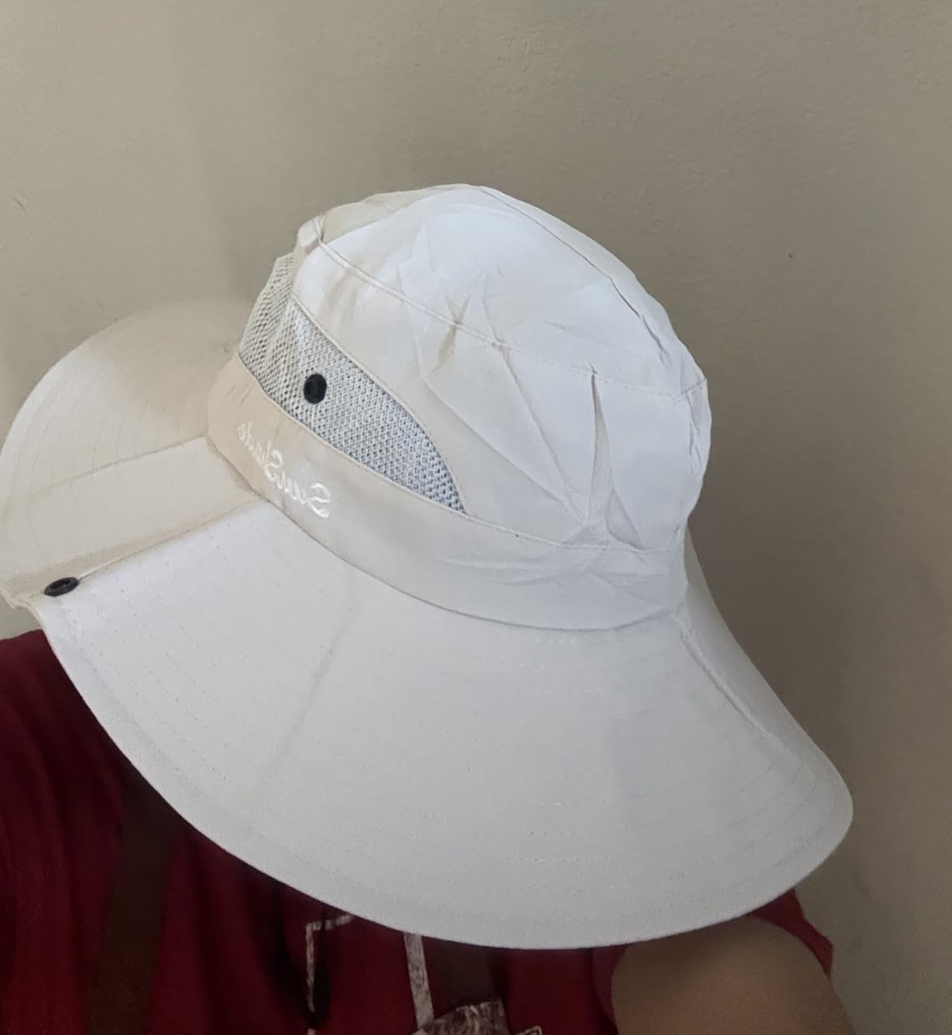 Women's Outdoor UV-Protection-Foldable Sun-Hats Mesh Wide-Brim Beach Fishing Hat with Ponytail-Hole customer photo 1