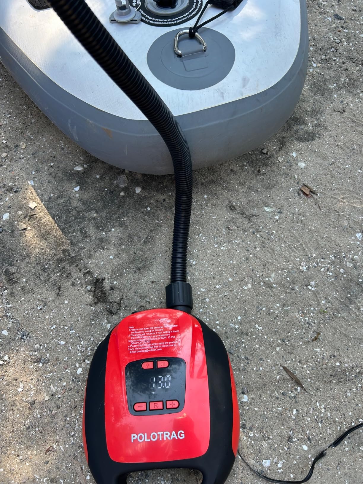 Polotrag Paddle Board Pump, SUP Electric Pump, Professional 20 PSI Portable Air Compressor with Auto-Off, Deflation Function and 12V DC Car Cigarette Lighter for Inflatables, Kayaks and Boats customer photo 1
