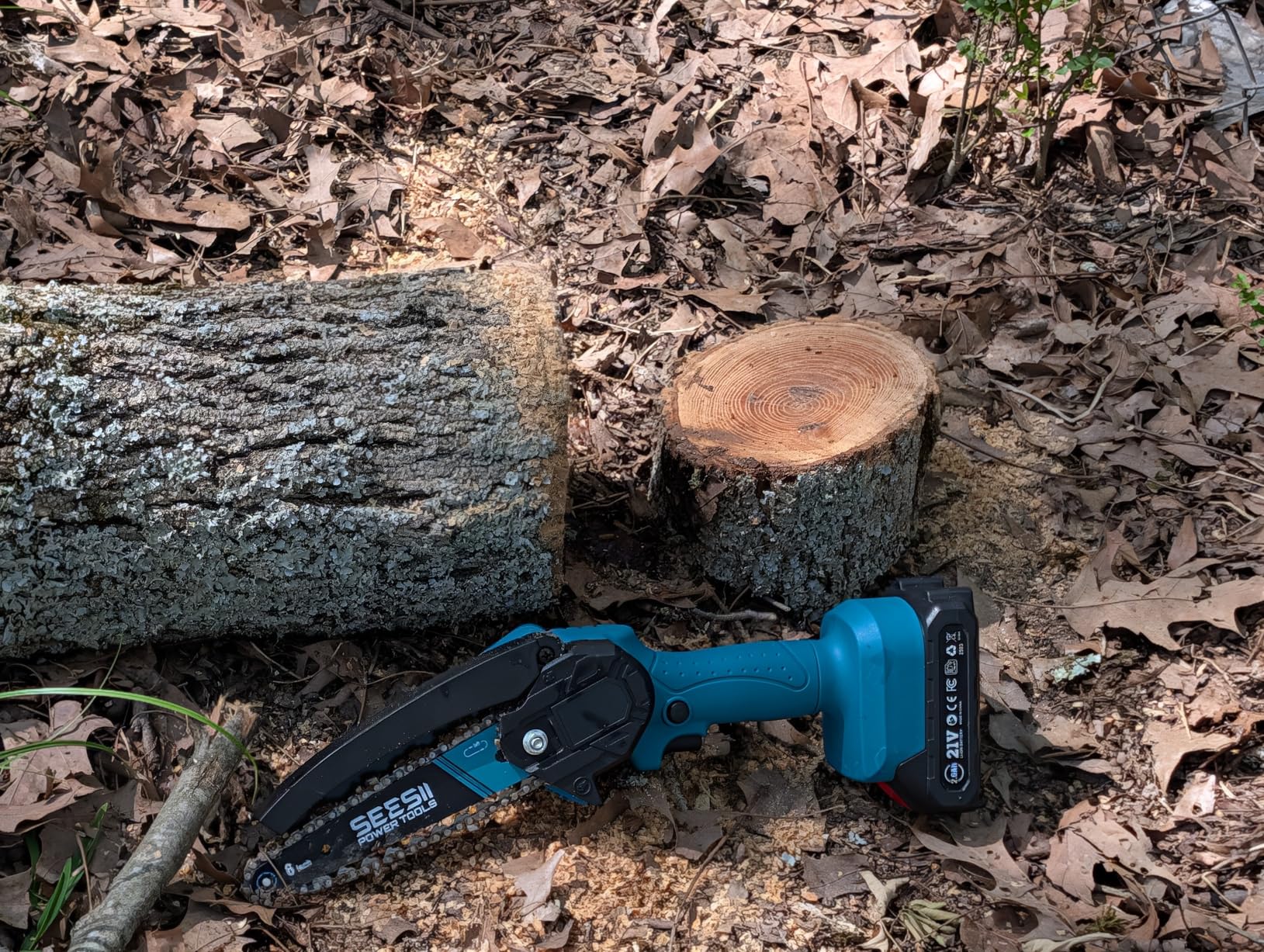 Seesii Mini Chainsaw, 6-inch Mini Chainsaw Cordless, Handheld Electric Power Chain Saw with 2 Batteries customer photo 1