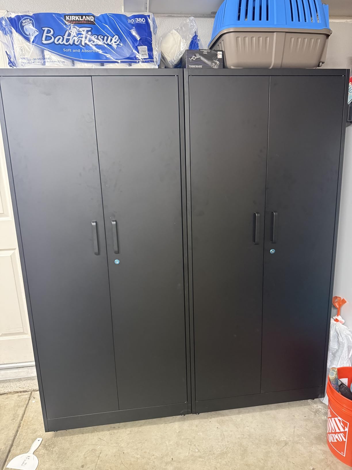 Yizosh Metal Garage Storage Cabinet with 2 Doors and 5 Adjustable Shelves - 71