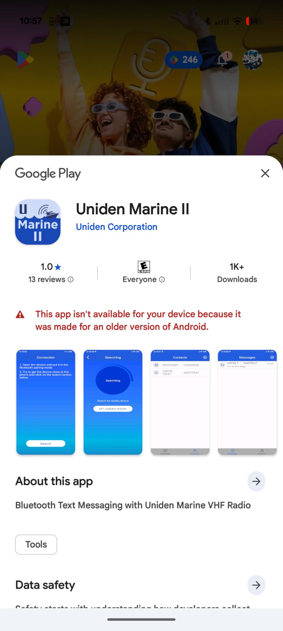 Uniden UM725GBT Marine VHF Radio, All USA, Canada, and Intl. Marine Channels, 1Watt/25Watt Transmit Power, Largest LCD Screen in Class, NOAA Weather Channels, Speaker Mic, GPS Built-in, and Bluetooth customer photo 2