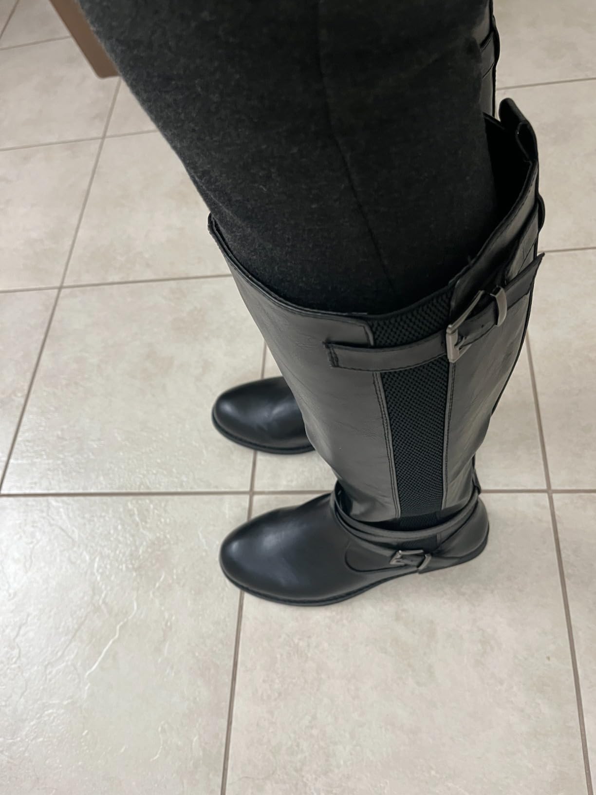 Vepose Women's Riding Knee High Boots Calf Tall Stretch Retro Low Heel 952 Boots with Zipper customer photo 2