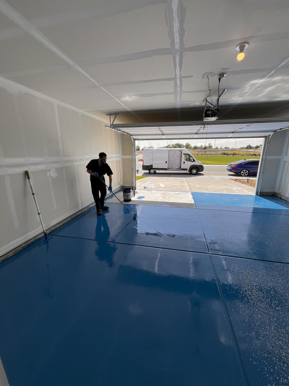 ArmorPoxy Garage Epoxy Floor Kit - 100% Solids - 2 Part Industrial-Grade Coating w/UltraGlaze Topcoat | DIY Slip & Hot Tire Resistant | 600 Sq Ft - Medium Gray - 17 pc kit customer photo 1