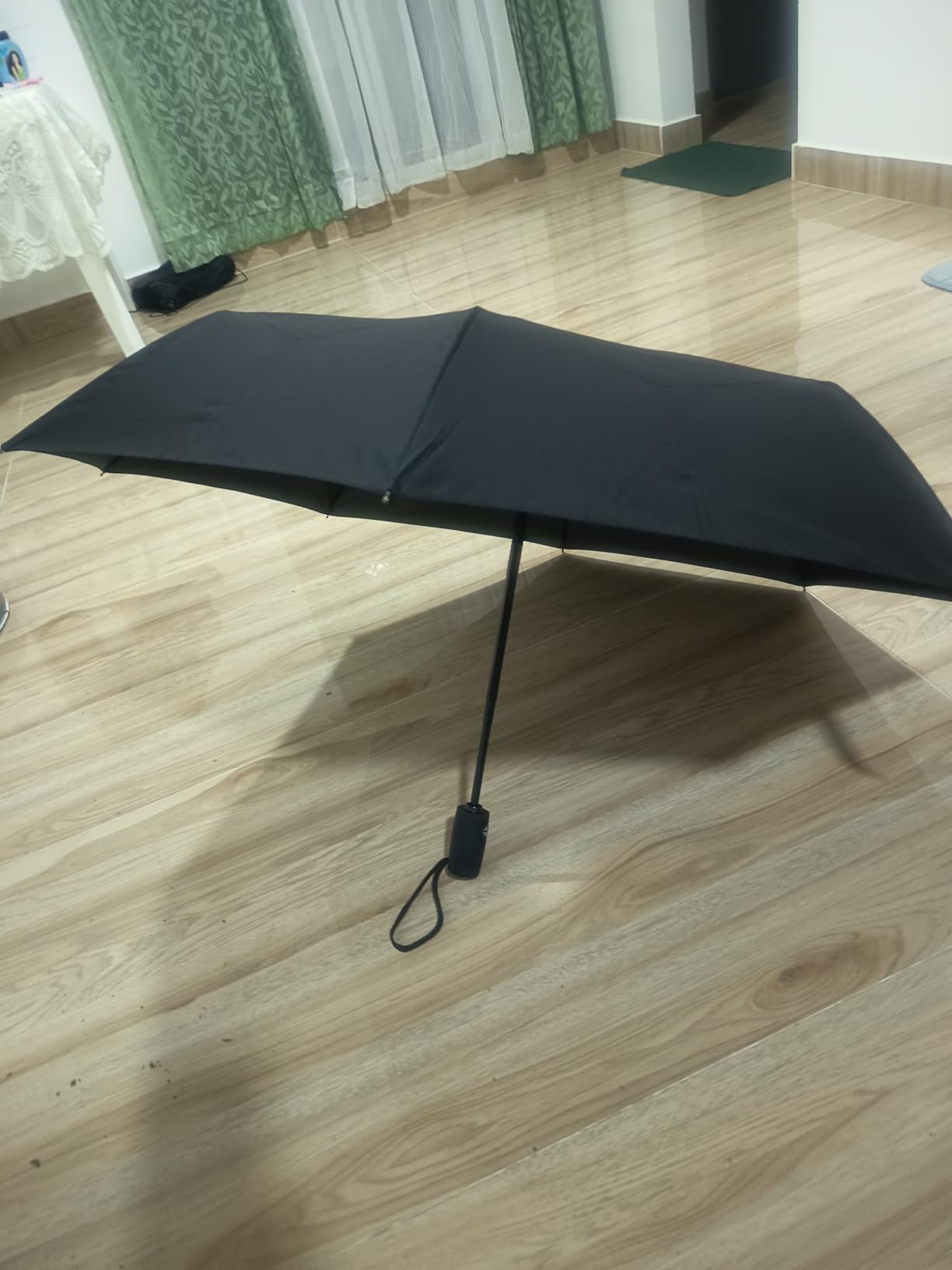 GORILLA GRIP Strong Windproof Stick Compact Umbrella for Rain, One-Click Automatic Open and Close, Durable Quick Dry Waterproof Material, Lightweight and Portable, Travel Size Fits Backpack, Black customer photo 1