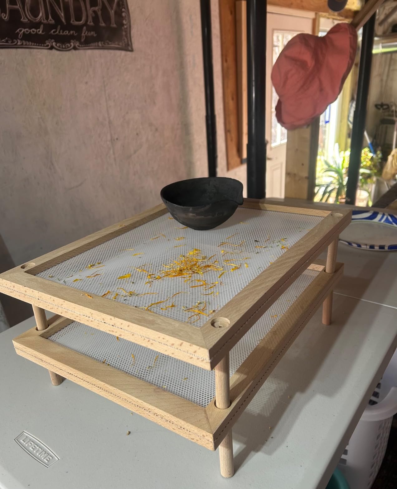 Cedilis Set of 2 Stackable Wood Pasta Herb Drying Rack, Food Dryer Stand with Net for Drying Seeds, Herb, Bud customer photo 1