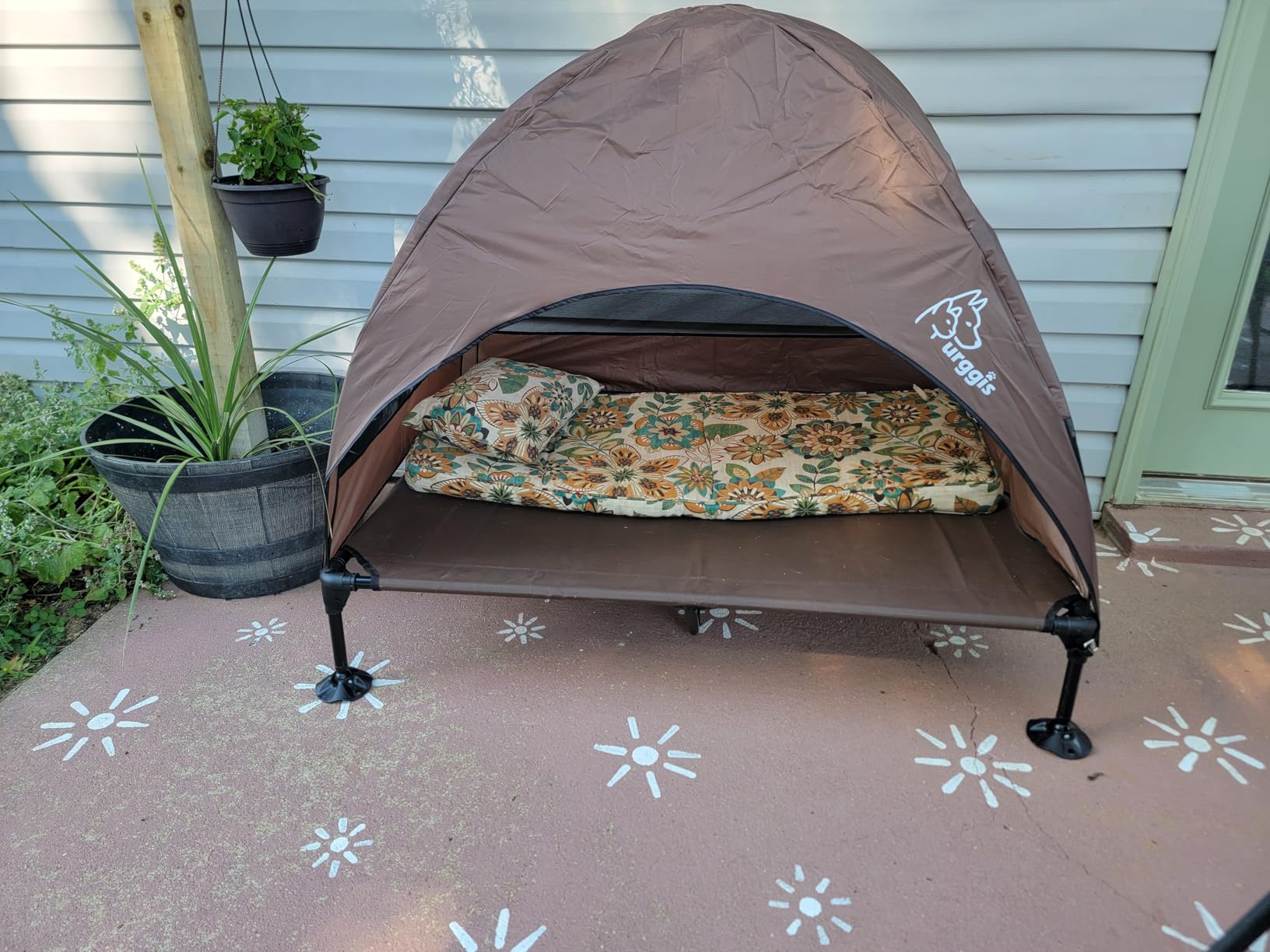 Upgraded Elevated Dog Bed with Canopy, Portable Raised Outdoor Dog Bed with Stable Anti-Slip Feet, Removable Wider Shade, Raised Dogs Cot for Large Pets Camping, Indoor & Outdoor Use customer photo 1