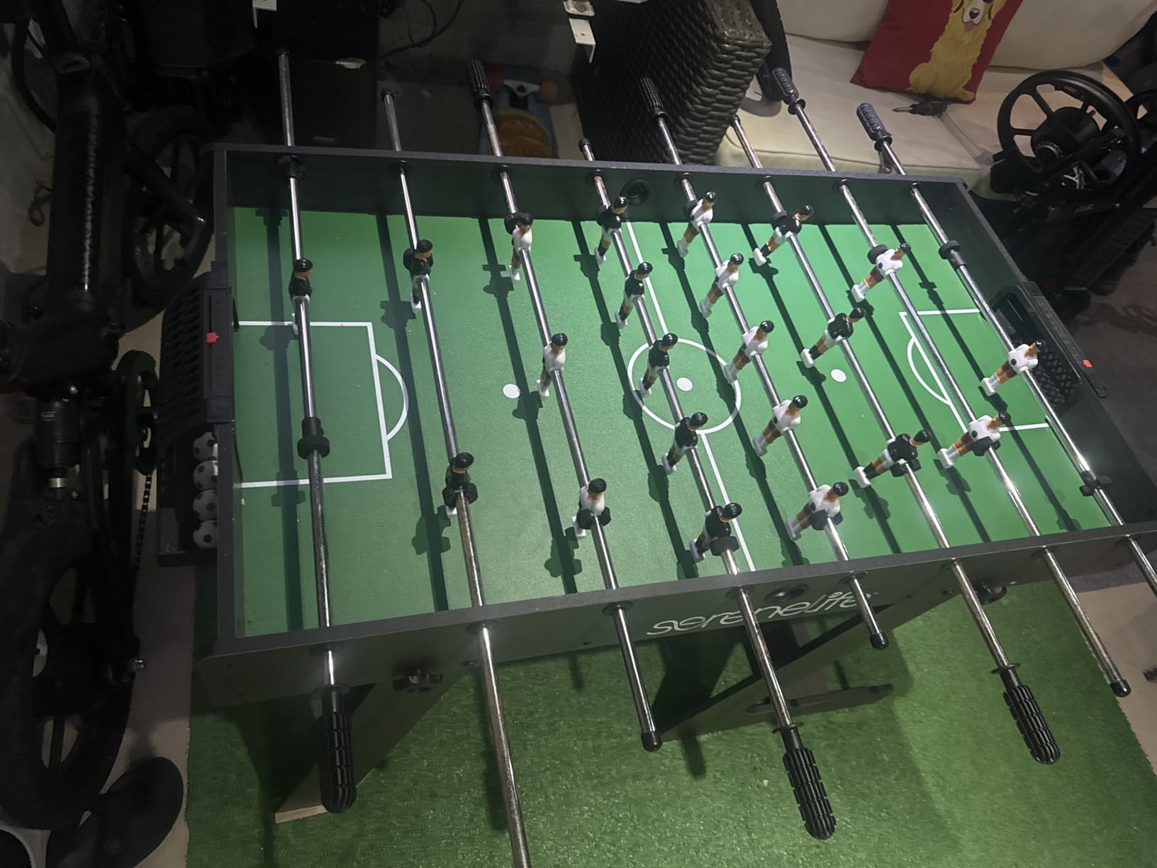 SereneLife Folding Foosball Table, 4' x 2' Full Competition Size Foldable Space Saving Table Soccer for Home, Arcade Game Room, for Indoor or Outdoor, Family Game Night customer photo 1