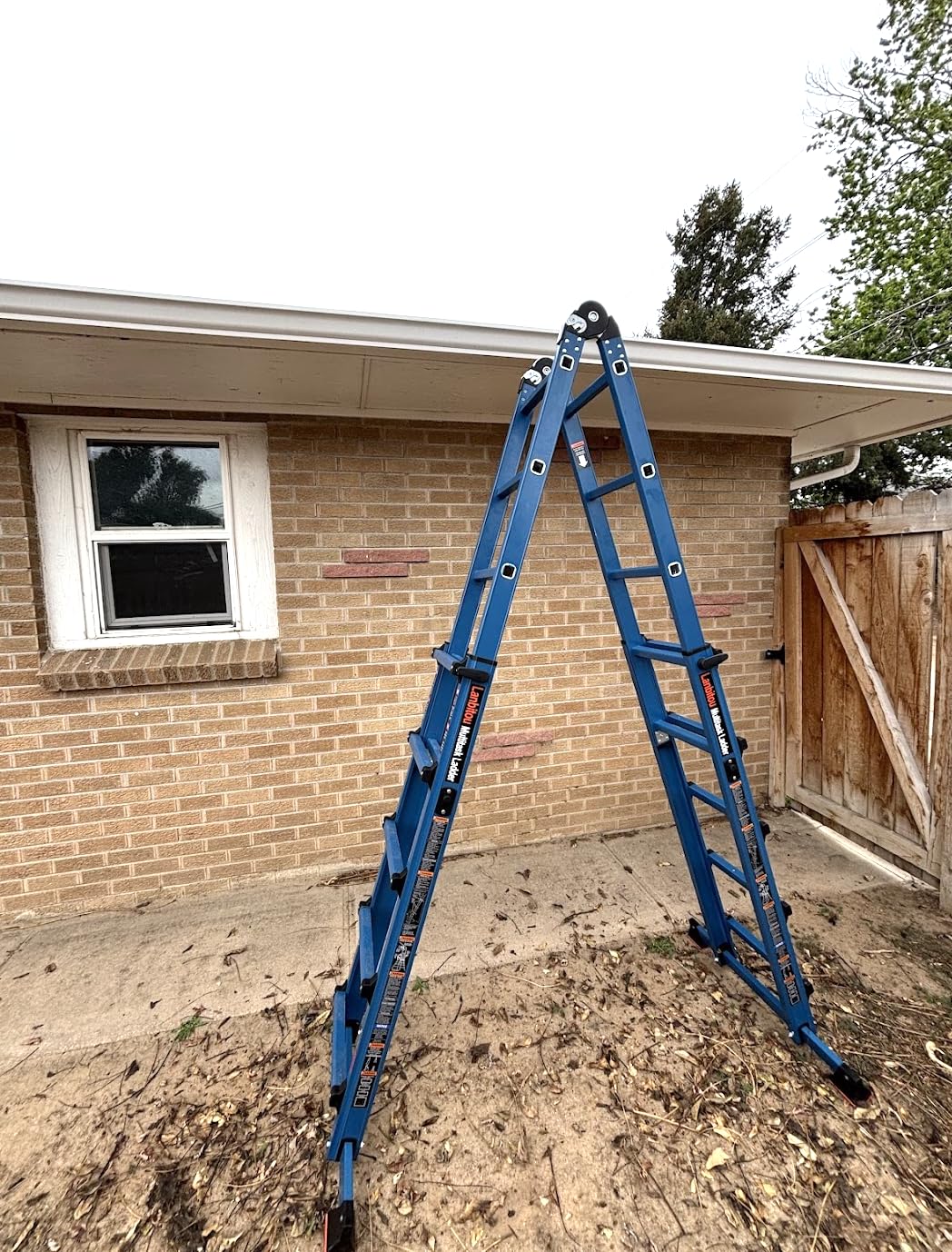 LANBITOU Ladder, A Frame 4 Step Ladder Extension, 14 FT Anti-Slip Multi Position & Storage Folding Ladder, 330 lbs Security Load Telescoping Aluminum Ladders for Stairs Home Indoor Outdoor Roof customer photo 1