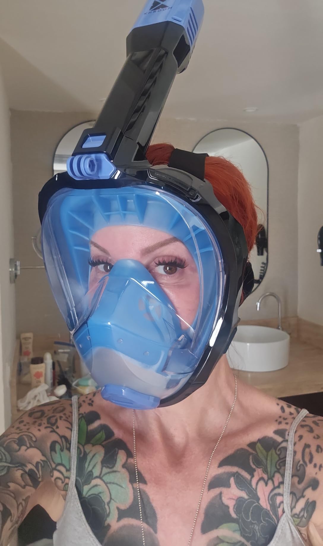 Khroom Full Face Snorkel Mask Adults | CO2-Safe Snorkeling Mask for Adults | 3X Larger Air Intake for Easy Breathing | Anti-Fog 180° View customer photo 1