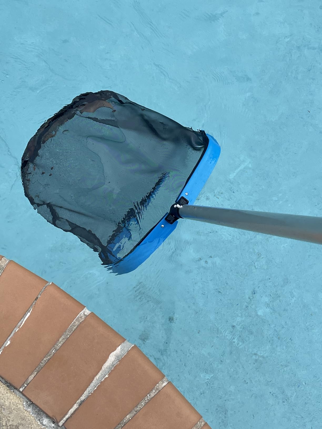 Upgraded Self-Repair Pool Net, Pool & Pond Cleaning Skimmer with Heavy Duty Nylon Net - Fine Mesh, Aluminum Frame, Deep Trash Bag for Above Ground & In-ground Pools, Leaf Skimmer Rake Net(No Pole) customer photo 1
