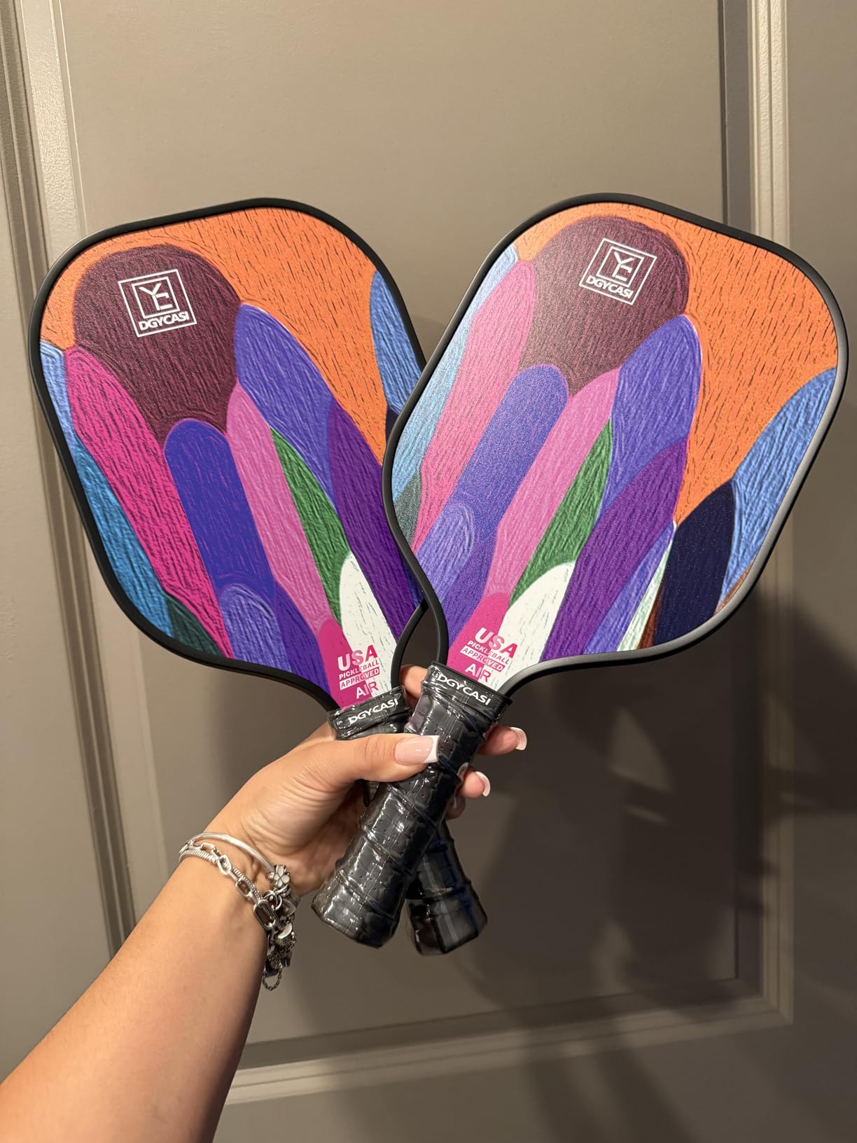 YC DGYCASI Pickleball Paddles Set of 2, 2026 USAPA Approved Pickleball Set, Fiberglass Lightweight Pickle Ball Rackets 2 Pack, 2 Outdoor Pickleball, 2 Indoor Pickleball Balls, 1 Pickleball Bag customer photo 1
