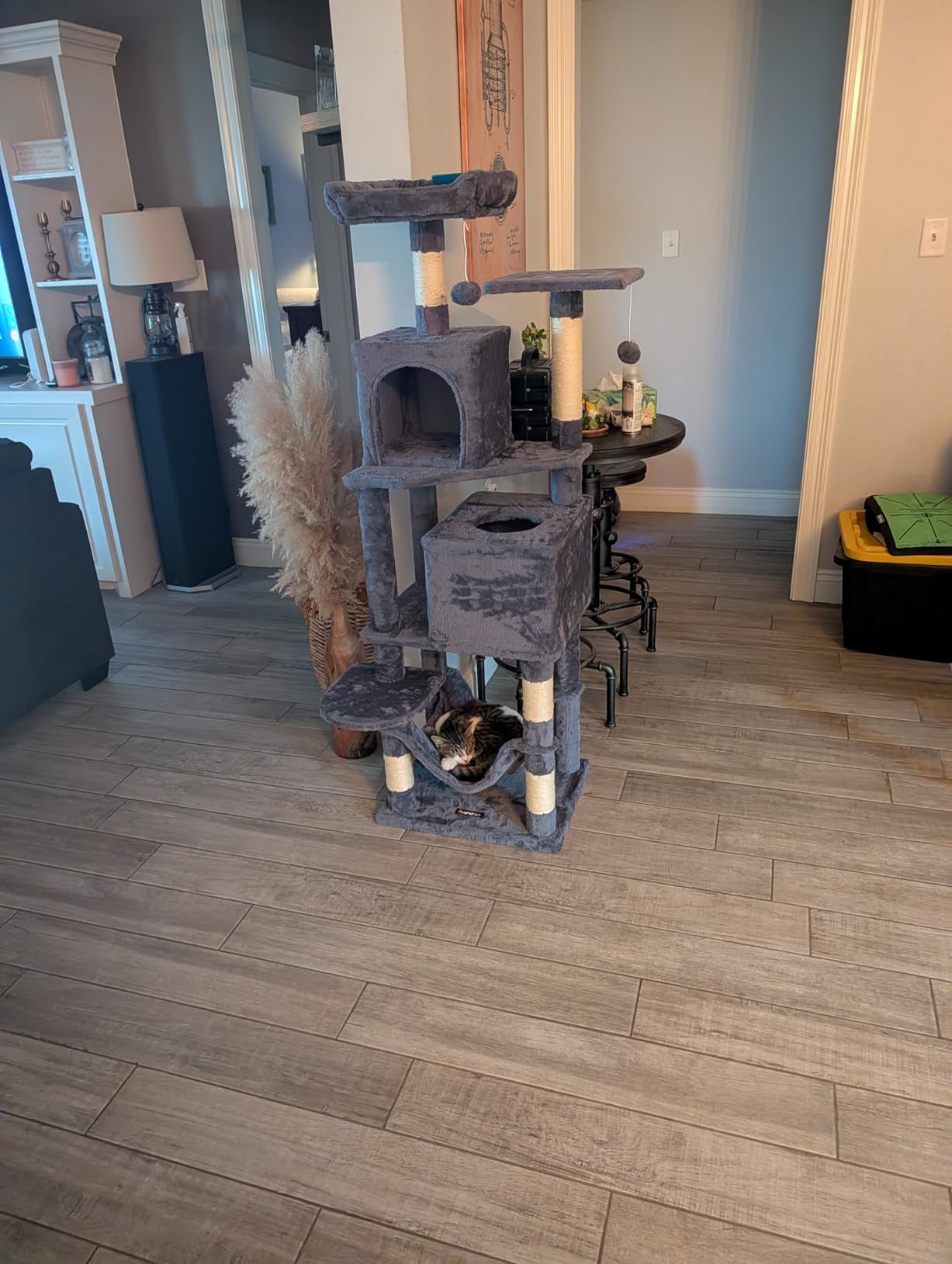 Feandrea Cat Tree, 59.5-Inch Tall Cat Tower, Multi-Level Condo, Light Gray customer photo 1