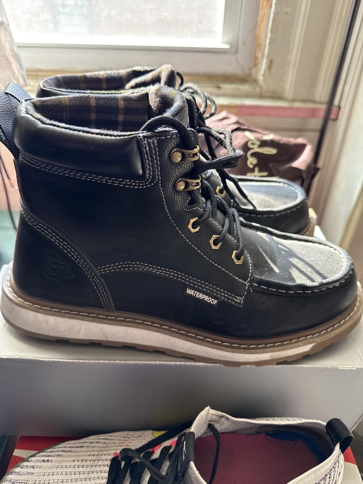 KELODON Waterproof Steel Toe Boots For Men-6