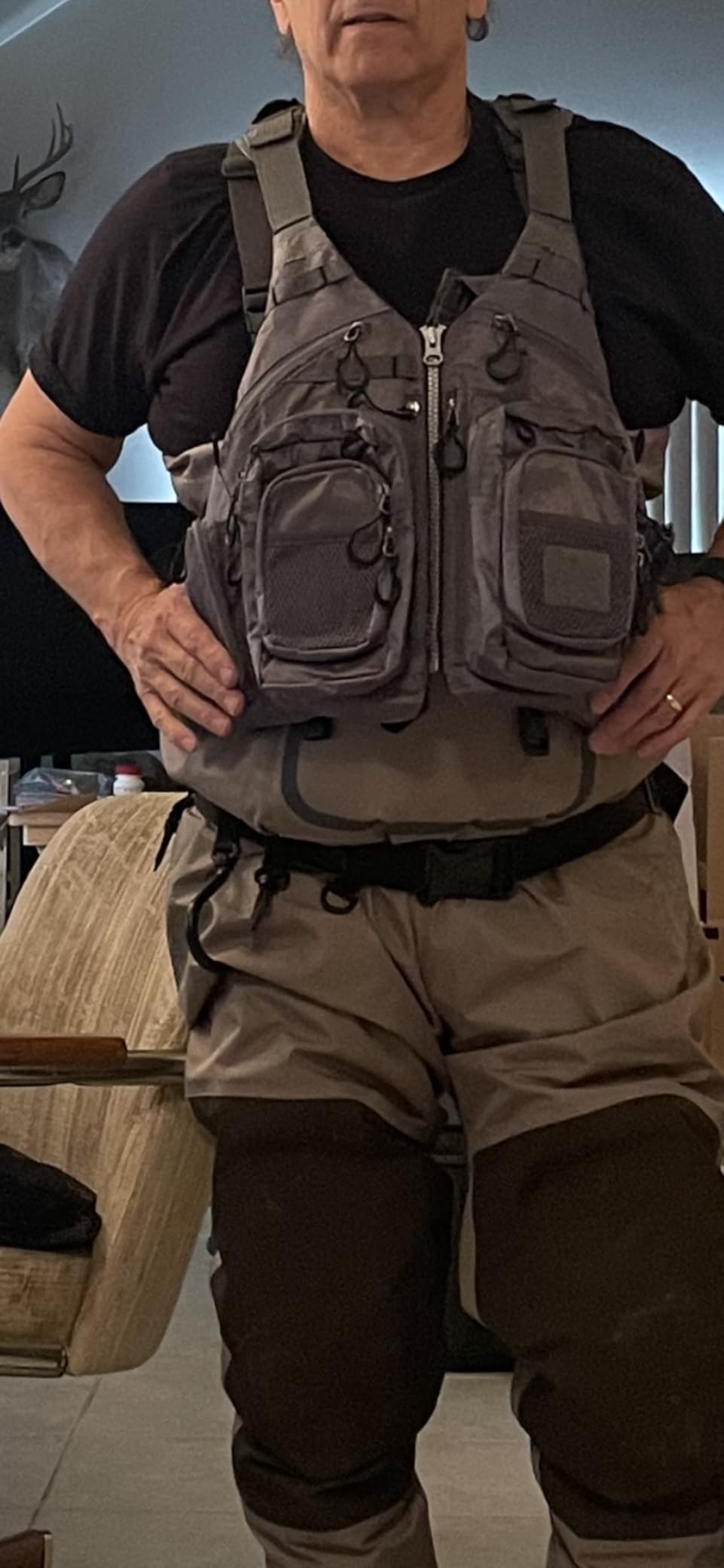 JKSPORTS Fly Fishing Vest - Fishing Safety Life Jacket for Swimming, Sailing, Boating, Kayak - Floating Multifunction Breathable Backpack for Men and Women customer photo 1