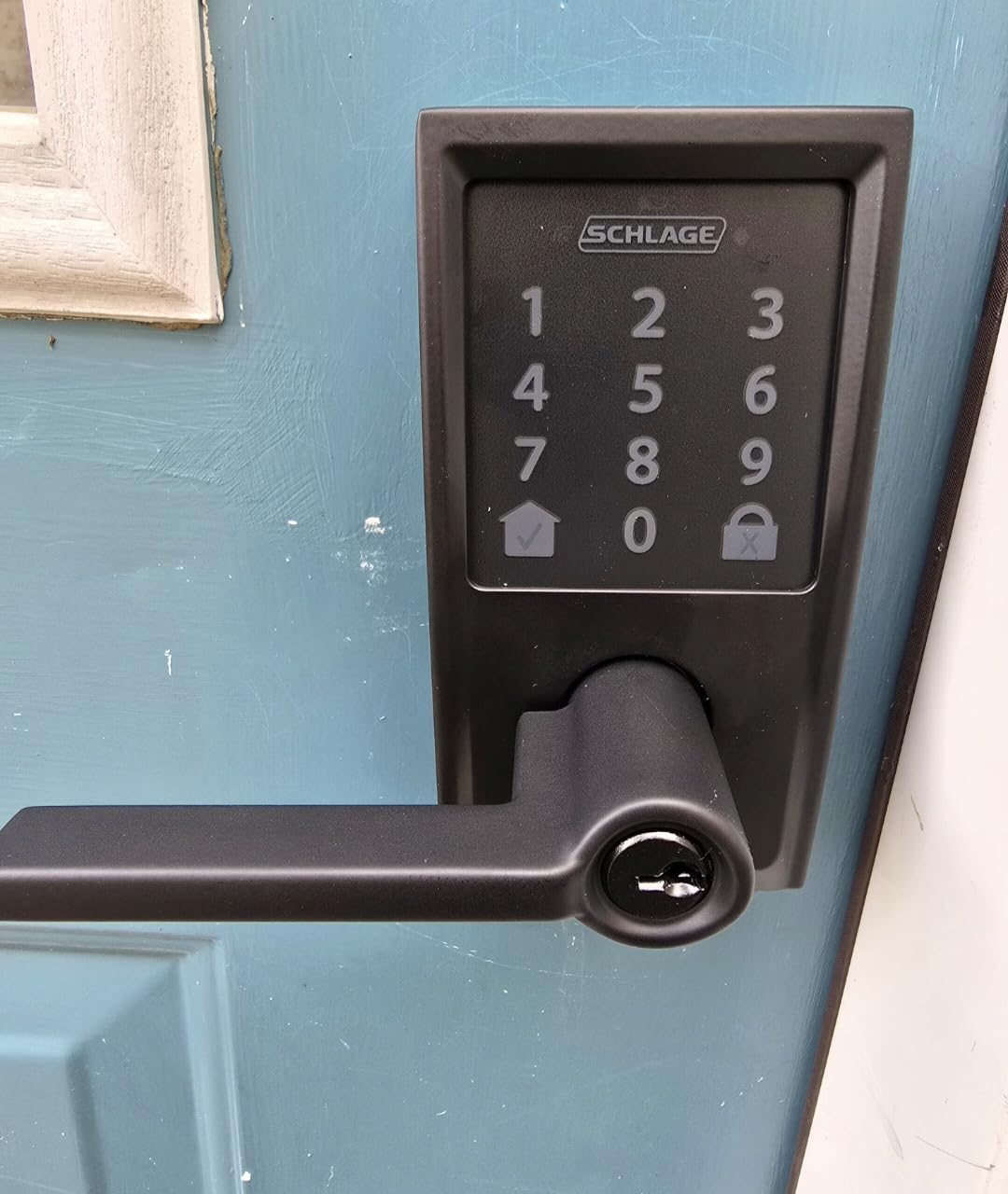 Schlage Encode Smart Wi-Fi Lock with Lever Handle, Touchscreen Keypad, Keyless Entry Door Lock, App Control, Alexa, Google Home and Airbnb Compatible, Matte Black customer photo 2
