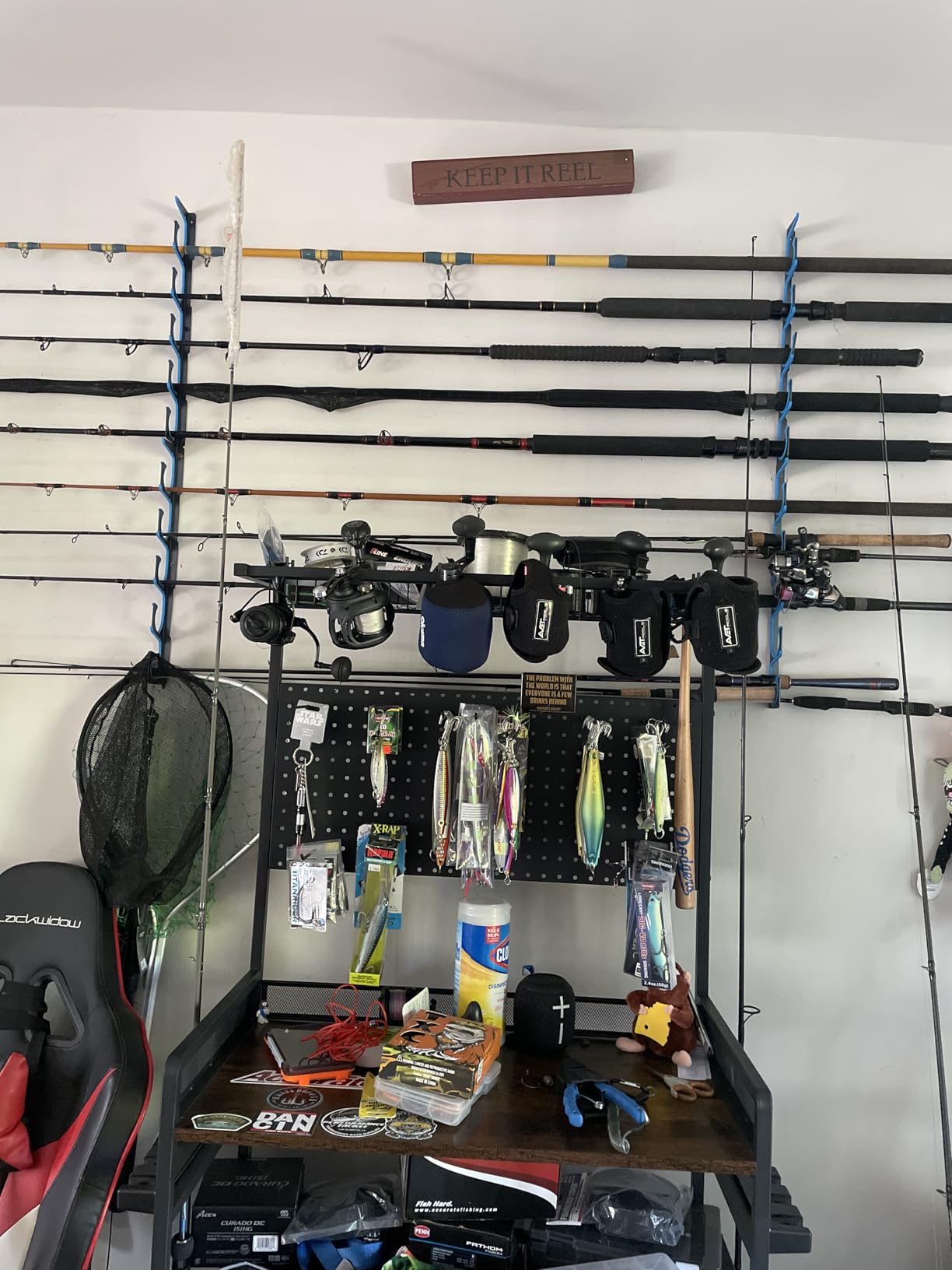 PLUSINNO H5 Horizontal Fishing Rod/Pole Holders for Garage, Wall Ceiling Mounted Fishing Rod Holder, Aviation Aluminum Fishing Rod Rack customer photo 1