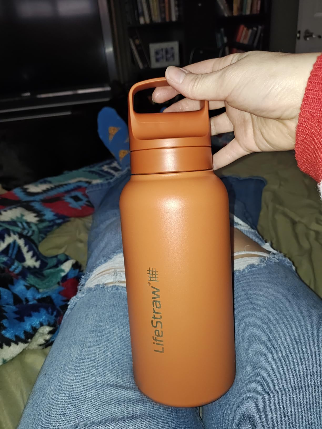 LifeStraw Go Series - Insulated Stainless Steel Water Filter Bottle for Travel and Everyday Use Removes Bacteria, Parasites and Microplastics, Improves Taste, 24oz Icelandic Blue customer photo 1