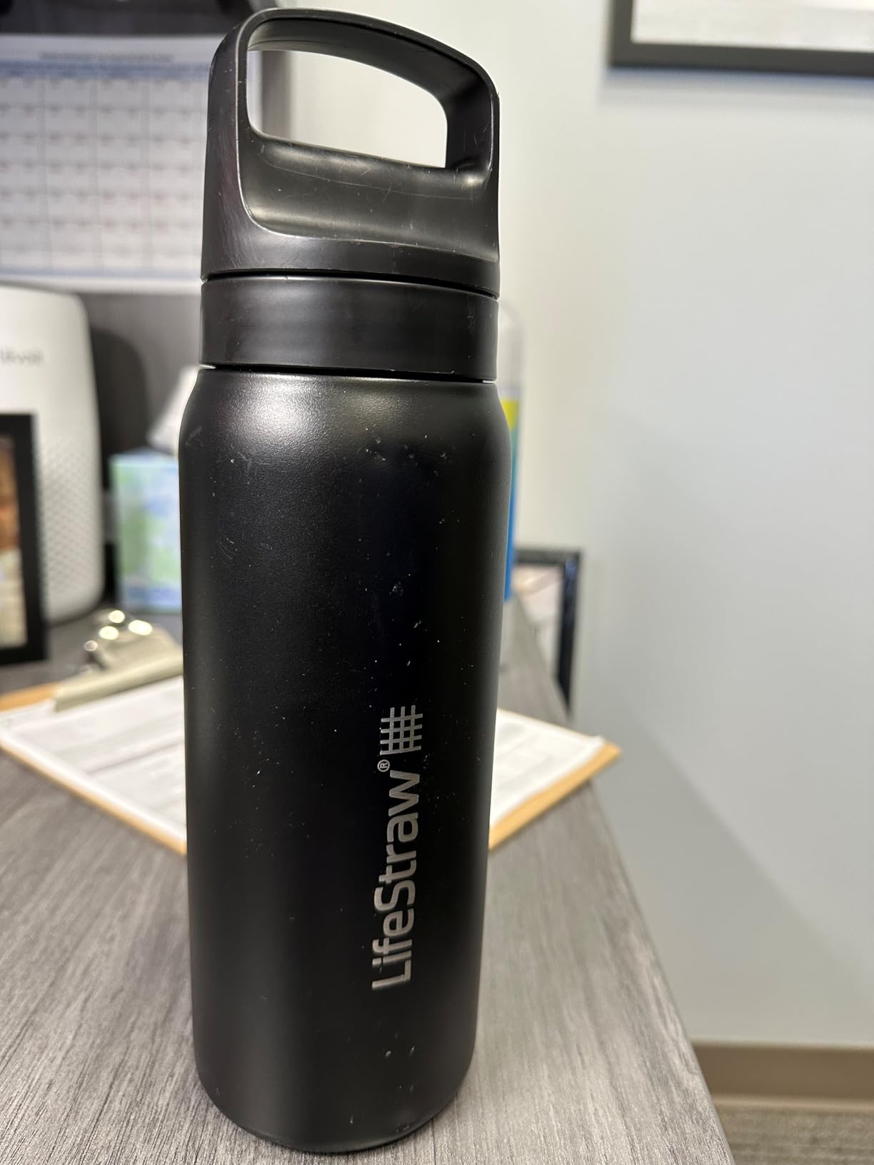 LifeStraw Go Series - Insulated Stainless Steel Water Filter Bottle for Travel and Everyday Use Removes Bacteria, Parasites and Microplastics, Improves Taste, 24oz Icelandic Blue customer photo 2