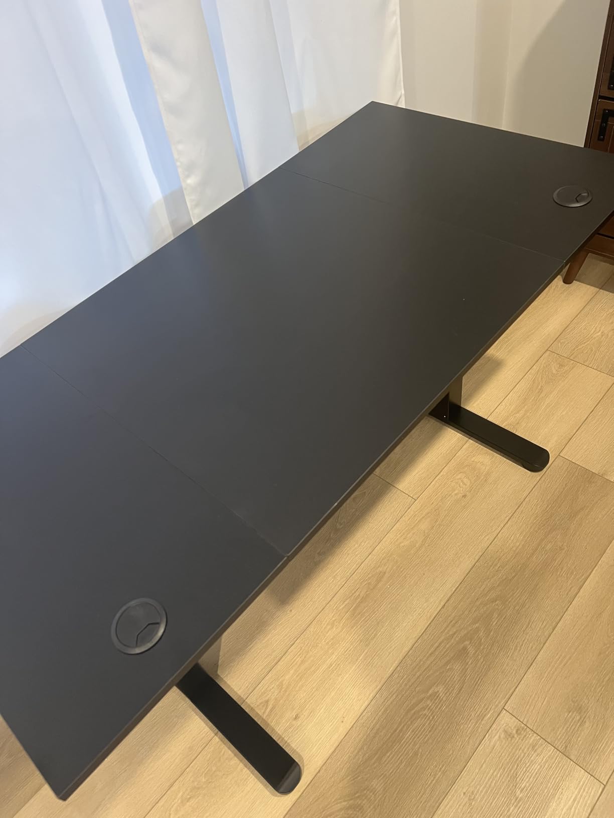 Claiks Electric Standing Desk, Adjustable Height Stand up Desk, 24x48 Inches Sit Stand Home Office Desk with Splice Board, Black Frame/Rustic Brown Top customer photo 2