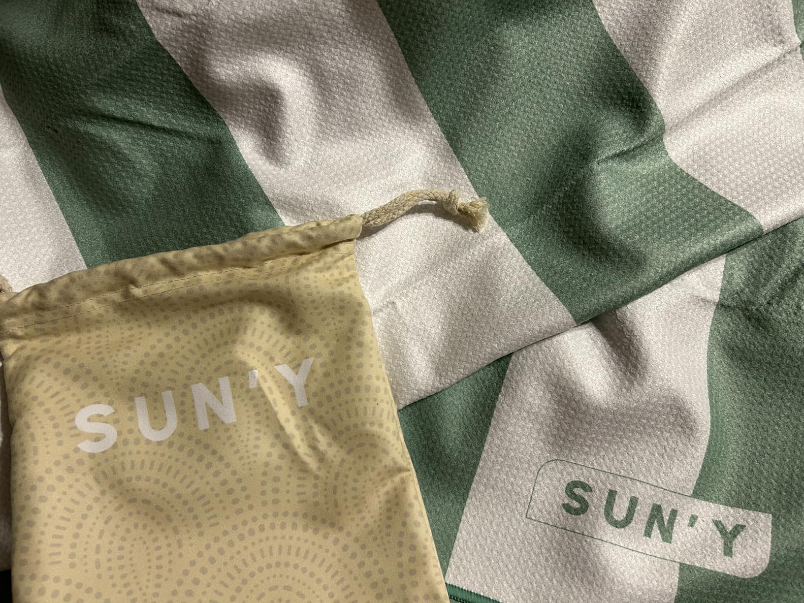 SUN'Y Waffle Microfiber Beach Towel - Sand Free, Quick Dry, Ultra Absorbent, Lightweight & Compact Travel Towel with Carry Bag - Large (63