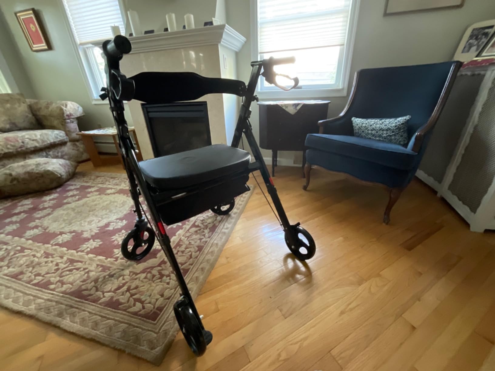Helavo Bariatric Walker with Large, Height-Adjustable Seat, 550 lbs Weight Capacity, 8-inch Wheels, 28-inch Wide - Extra Wide Heavy Duty Rollator for Seniors customer photo 2