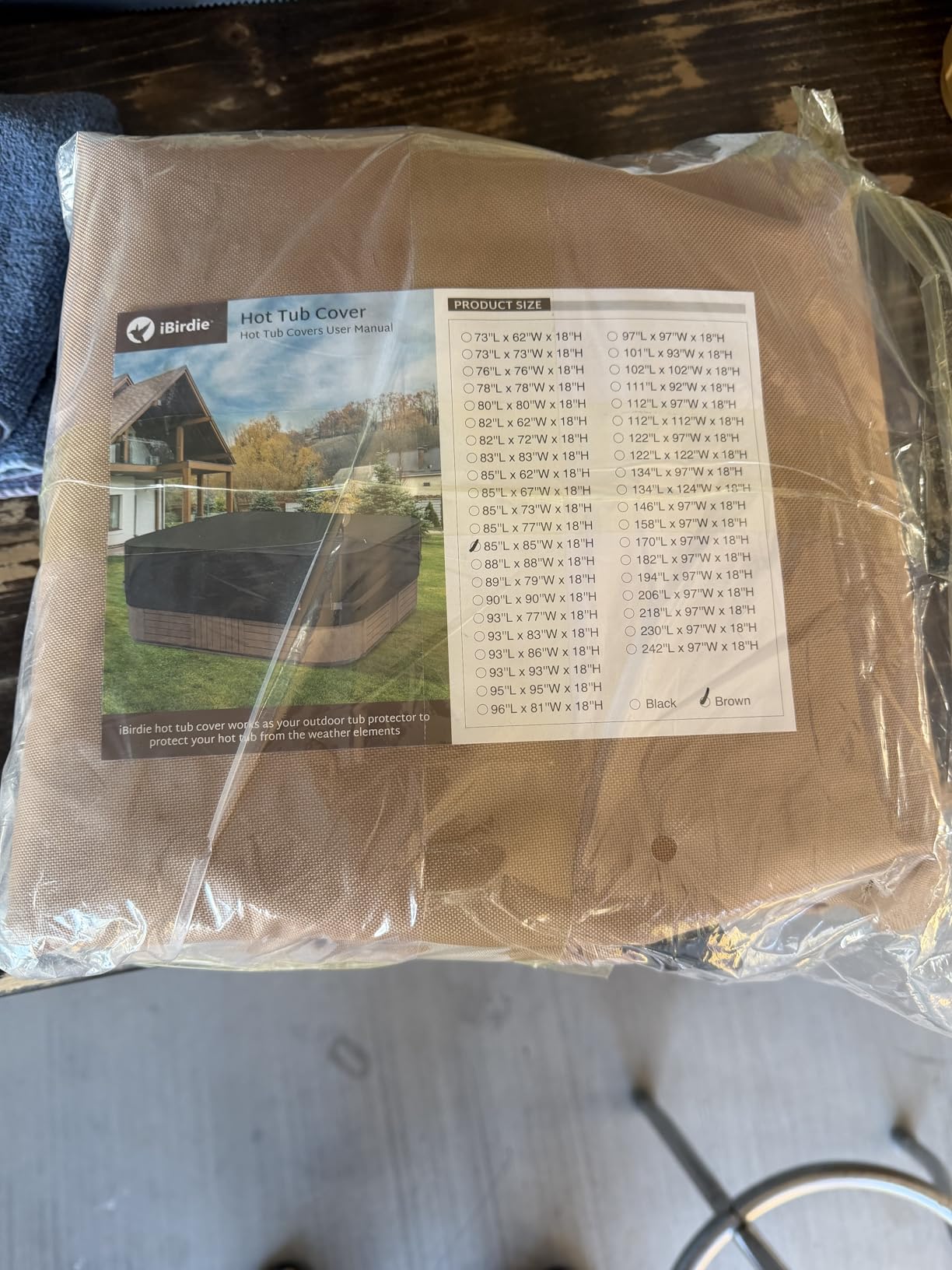 iBirdie Outdoor Waterproof and Weatherproof Hot Tub Cover 85 x 85 inch fit 84 x 84 or 83 x 83 or 82 x 82 or 7 ft x 7 ft Square SPA 600D Heavy Duty Protectors Protective Cover Cap customer photo 2