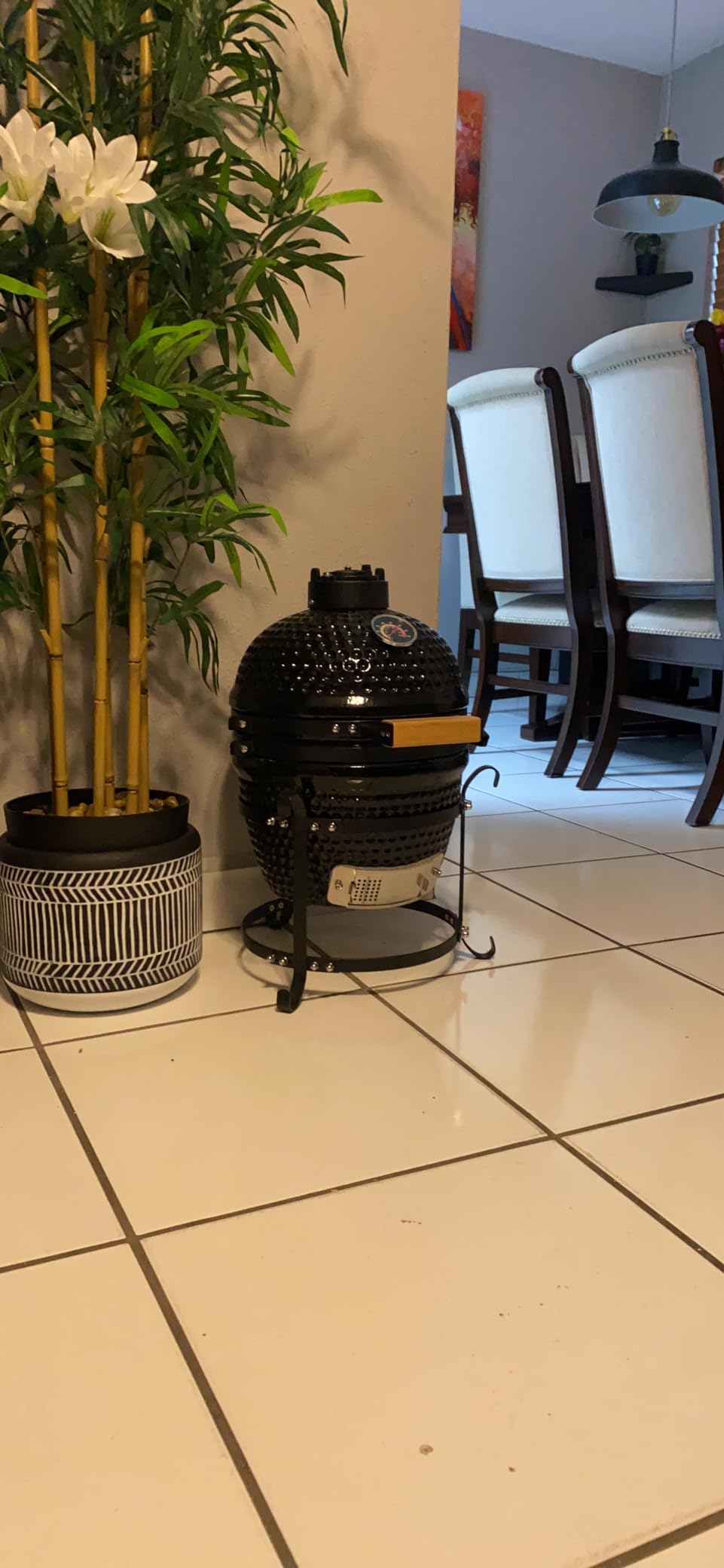 Vasitelan 13 inch Portable Ceramics Charcoal Grill,Kamado BBQ Charcoal Grill (Style 2-Black) customer photo 1