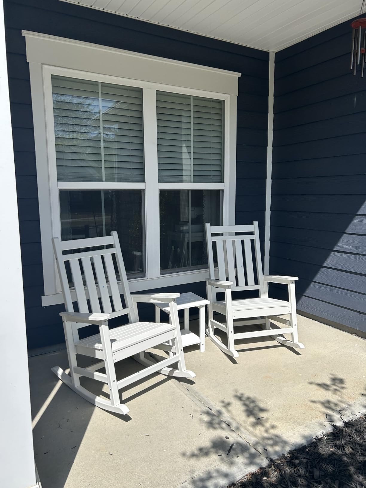SERWALL Outdoor Rocking Chair Set of 2, HDPE Rocking Chairs for Adult, Black customer photo 2