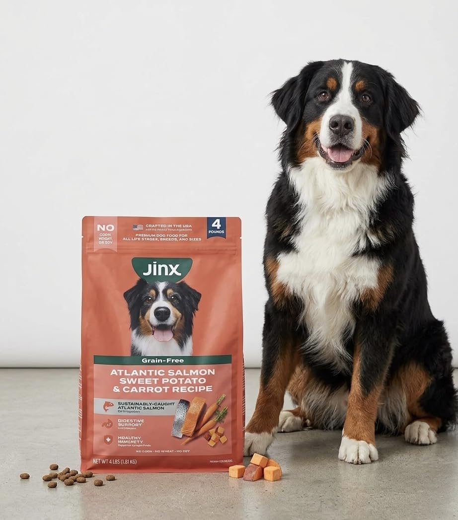 Jinx Premium Grain-Free Dry Dog Food, for All Lifestages - Real Salmon, Sweet Potato & Carrot Puppy Kibble with Superfoods for Immune Support & Probiotics for Digestive Support - No Fillers - 4lb customer photo 1