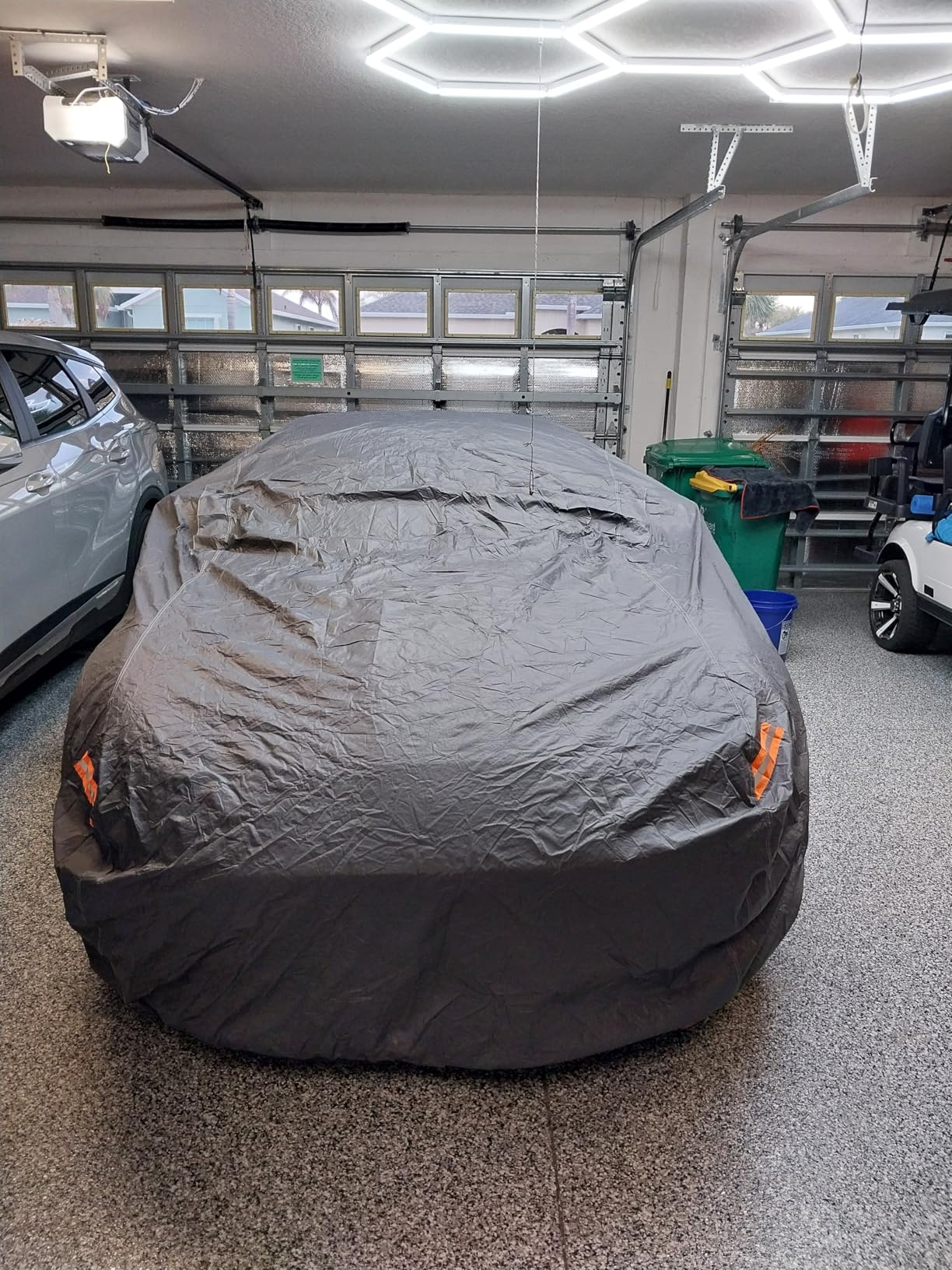 GUNHYI 16 Layers Car Cover Waterproof All Weather, Heavy Duty Full Exterior Cover Universal Fit Coupe Ford Mustang/Shelby, Chevrolet Camaro/Corvette, Kia Optima, Audi A4/A5, BMW 5 Series 525i etc. customer photo 1