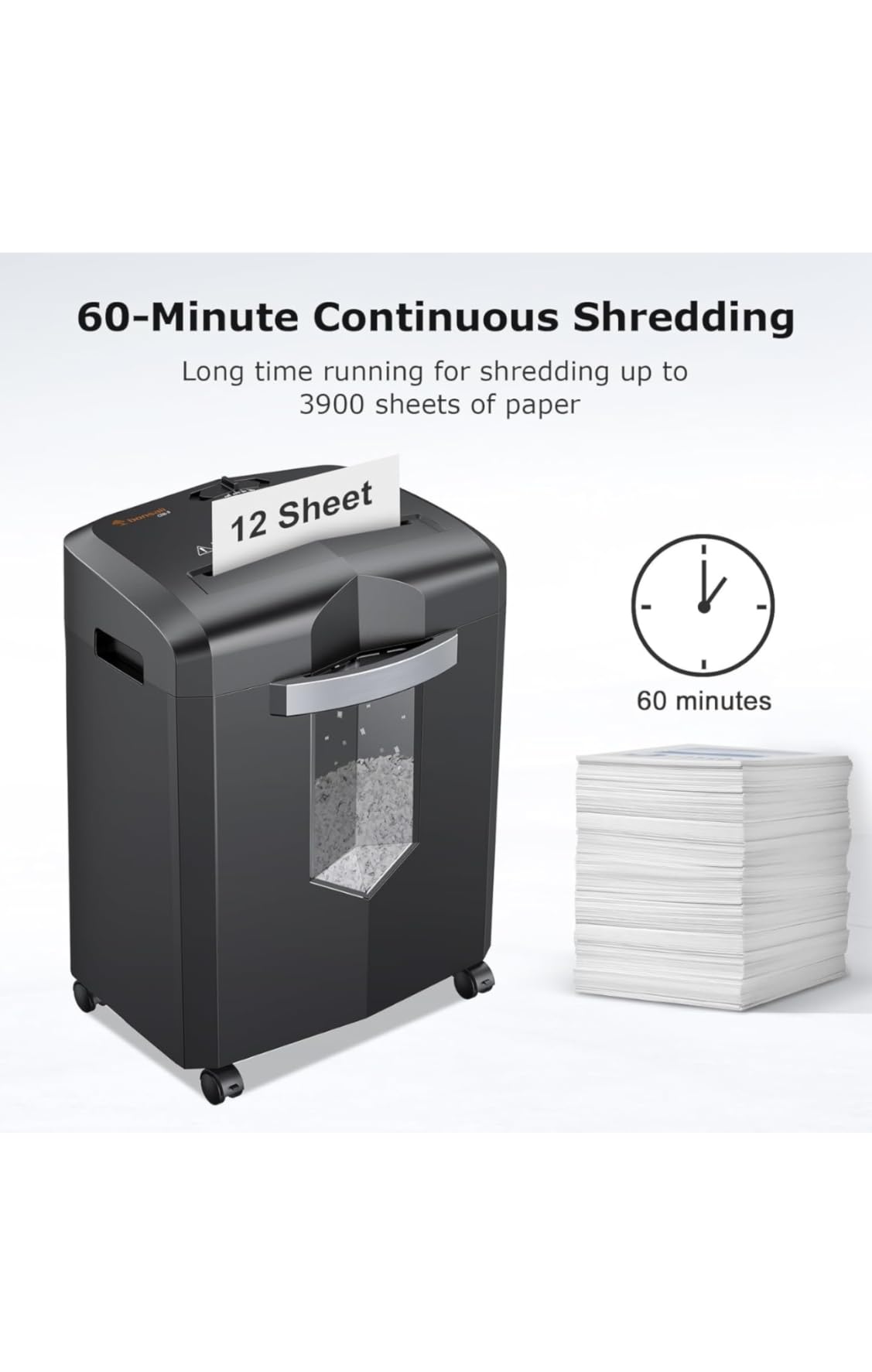 Bonsaii 12-Sheet Micro Cut Shredders for Home Office, 60 Minute P-4 Security Level Paper Shredder for CD, Credit Card, Mails, Staple, Clip, with Jam-Proof System & 4.2 Gal Pullout Bin C266-B customer photo 1