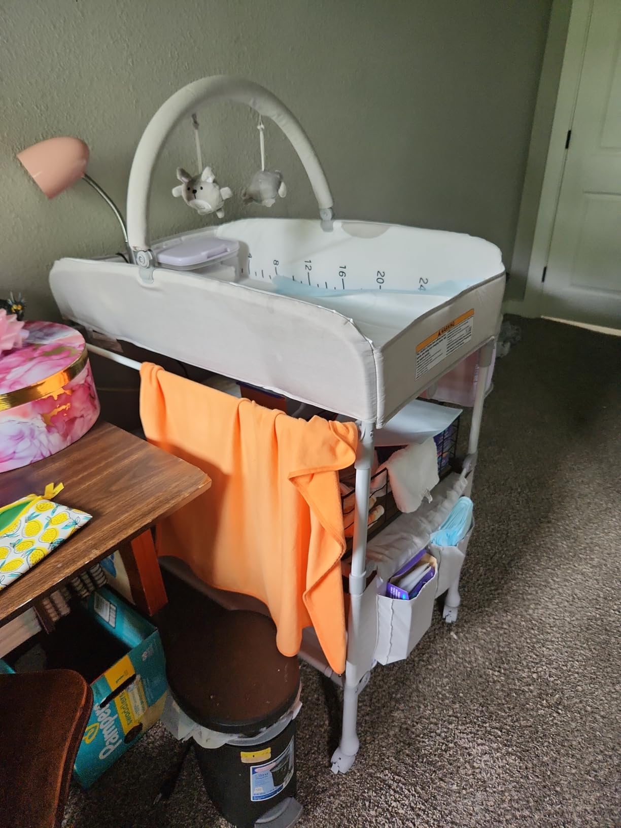 BabyBond Portable Baby Changing Table with 2 Storage Baskets, Foldable Changing Table Dresser Diaper Changing Table Height Adjustable Changing Station for Infant and Newborn (Beige) customer photo 2