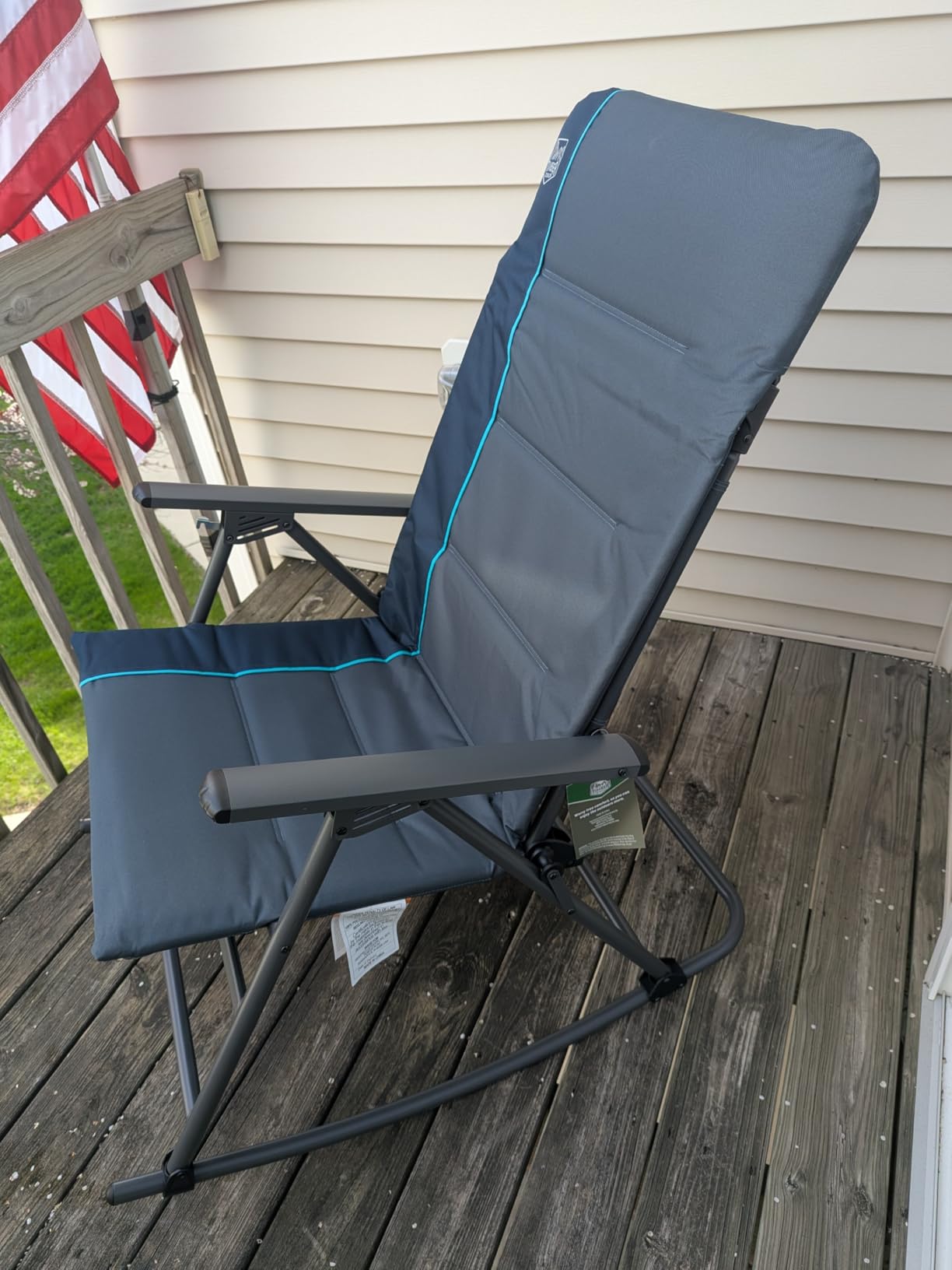 Timber Ridge Oversized Folding Rocking Camping Chair, Padded Outdoor Rocker with High Back, Portable Outdoor Chair for Patio, Garden, Lawn, Supports up to 400 lbs, Blue customer photo 2