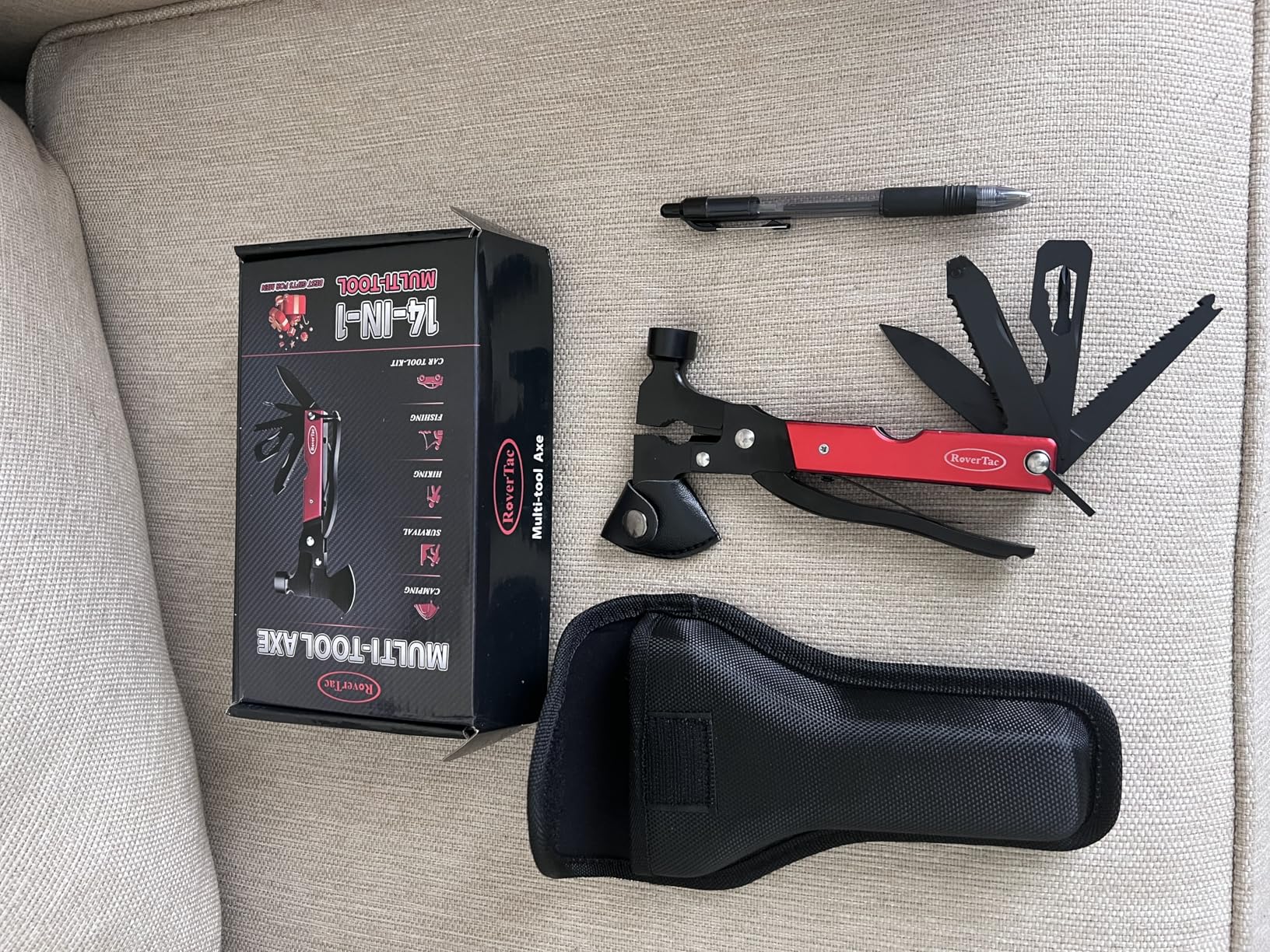 RoverTac 14-in-1 Multitool Camping Axe - Multi Tool with Knife, Hammer, Saw, Screwdrivers, Bottle Opener - Camping Tool with Sheath - Tool Gifts for Men, Dad, Husband, and Outdoor Enthusiasts customer photo 1
