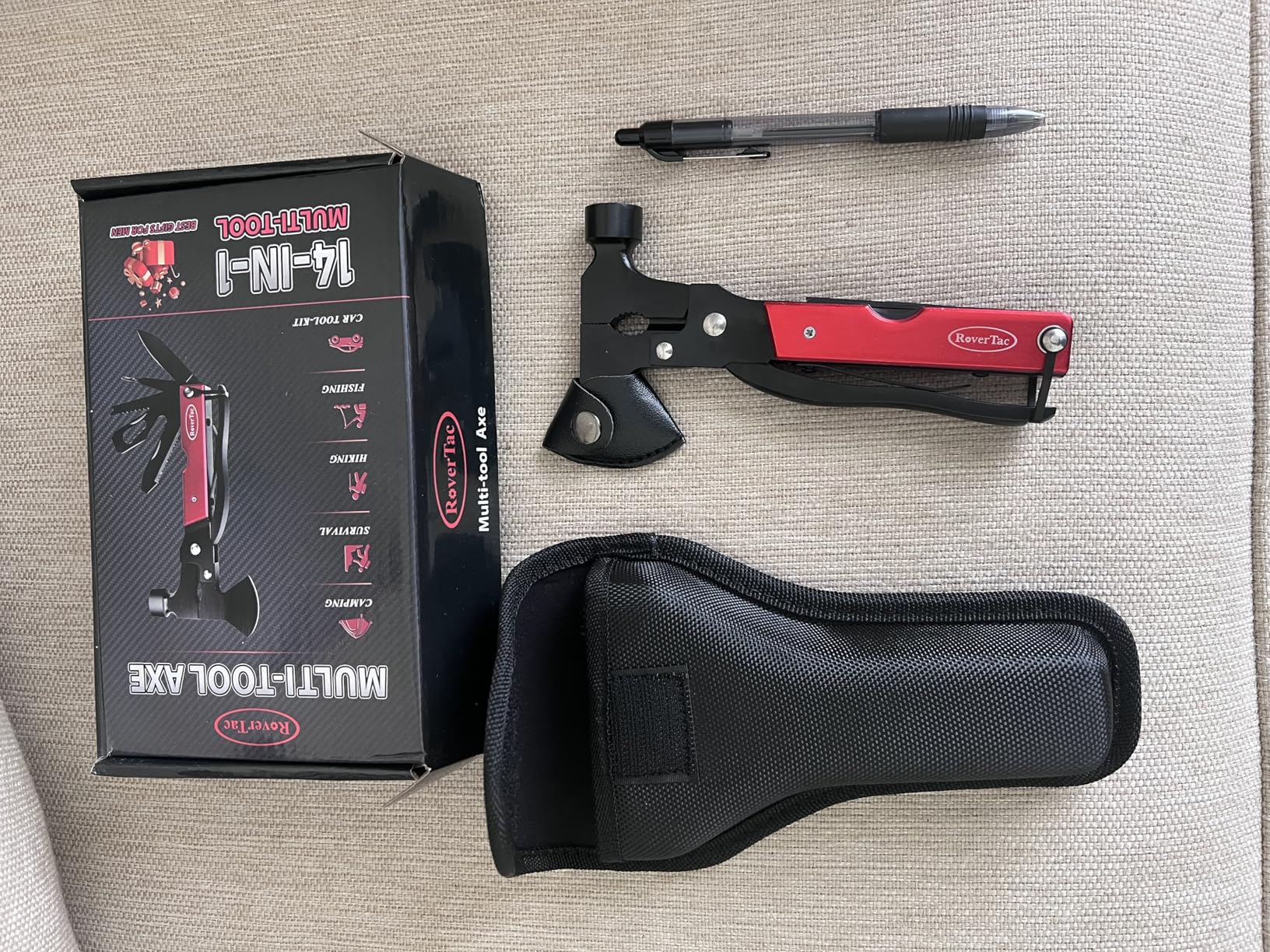 RoverTac 14-in-1 Multitool Camping Axe - Multi Tool with Knife, Hammer, Saw, Screwdrivers, Bottle Opener - Camping Tool with Sheath - Tool Gifts for Men, Dad, Husband, and Outdoor Enthusiasts customer photo 2