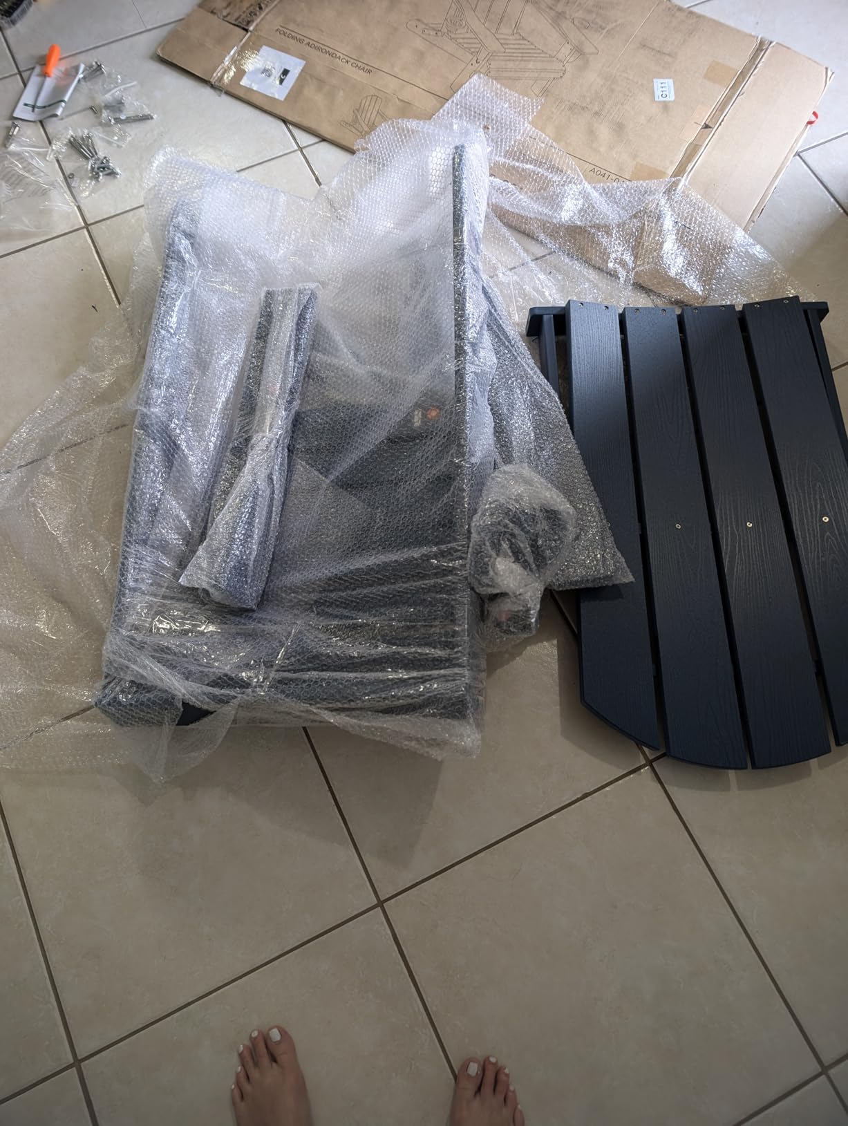 Folding Adirondack Chair, HDPE Adirondack Chairs Set of 2, Plastic Outdoor Chairs- Looks Exactly Like Real Wood- Navy customer photo 1