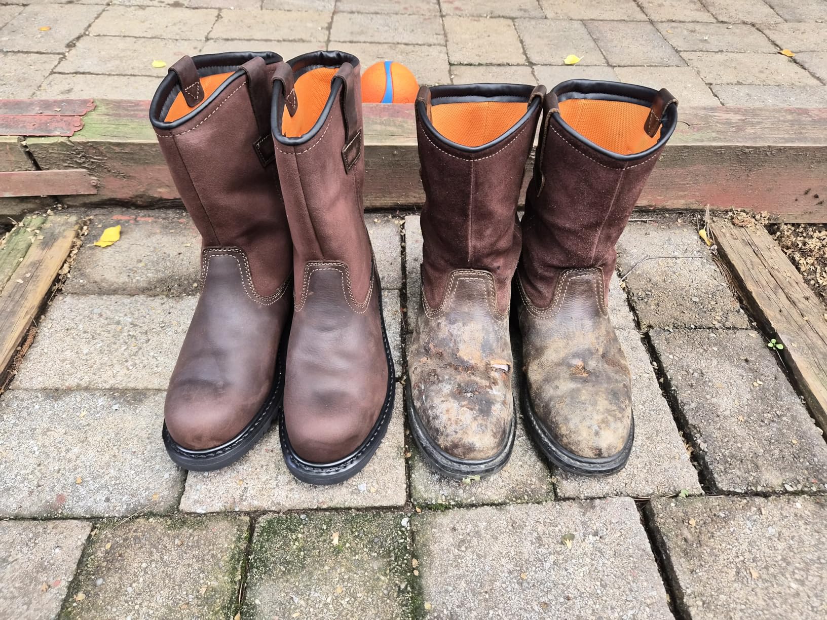 HISEA NINGO Steel Toe Work Boots for Men, Waterproof Slip on Wellington Boots with Full-grain Leather, Oil and Slip Resistant, Soft Toe Pull on Safety Boots for Men, for Construction Working Welding customer photo 1