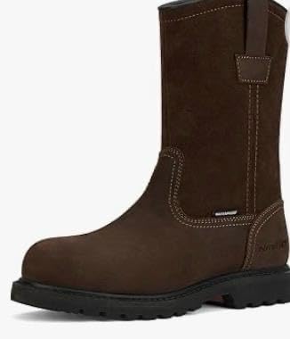HISEA NINGO Steel Toe Work Boots for Men, Waterproof Slip on Wellington Boots with Full-grain Leather, Oil and Slip Resistant, Soft Toe Pull on Safety Boots for Men, for Construction Working Welding customer photo 2