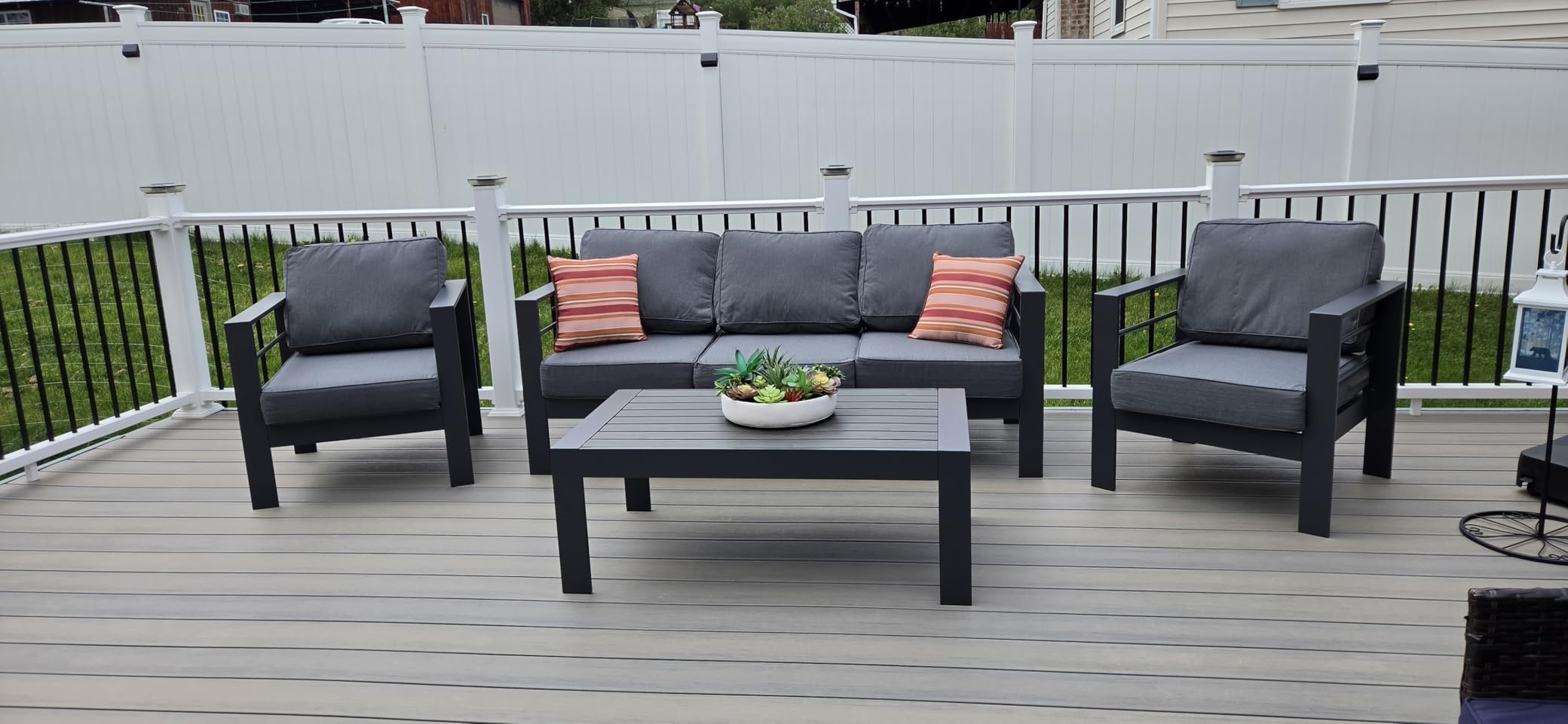 Wisteria Lane Aluminum Patio Furniture Set for All Weather, Oversized Metal Outdoor Furniture Set with 27.5