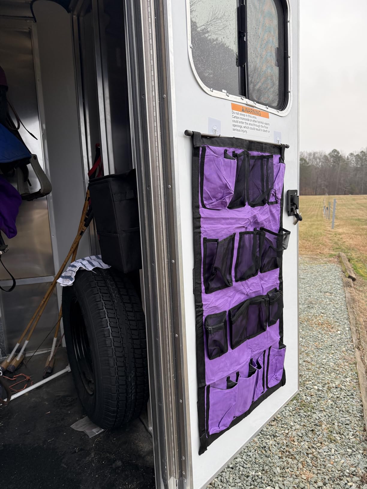 Riakrum 2 Pcs Horse Trailer Grooming Bag Hanging Horse Door Caddy Trailer Organizer Storage(Fresh,39 x 23 Inch) customer photo 1