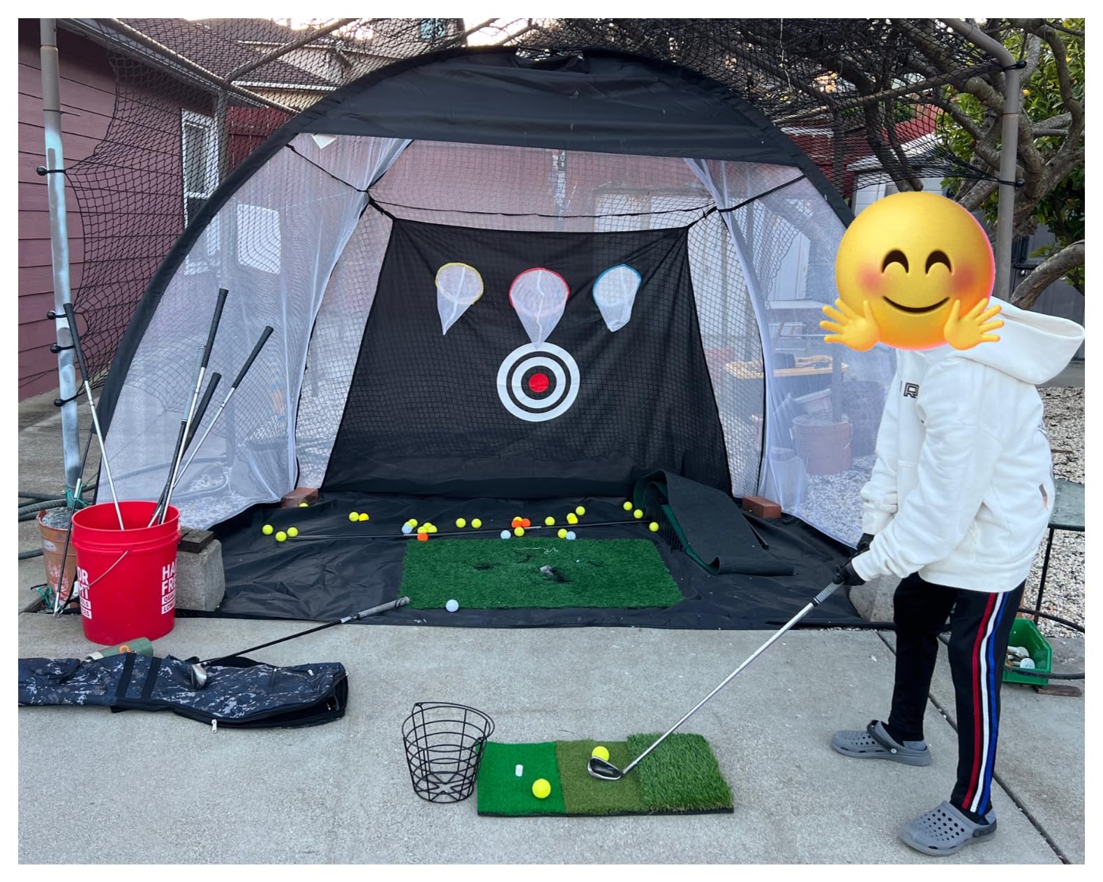Golf Net: 10x7FT Golf Practice Net for Backyard Driving, Hitting Net with Tri-Turf Mat, Indoor Training Chipping Aid Nets with Reduce Noise Nylon Target, Gifts for Men/Dad/Him customer photo 2