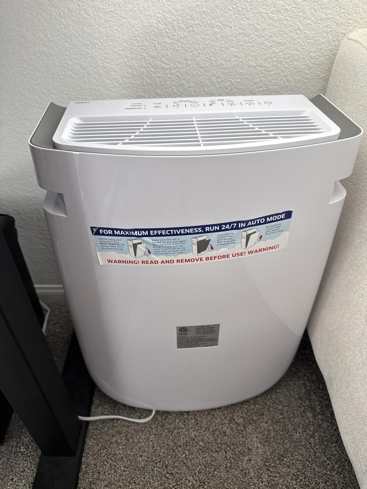 AirDoctor AD3500 Smart App Air Purifier - Designed to Reduce Gases and VOCs, Premium Carbon Filtration, Removes Allergens, Smoke, Dust customer photo 1