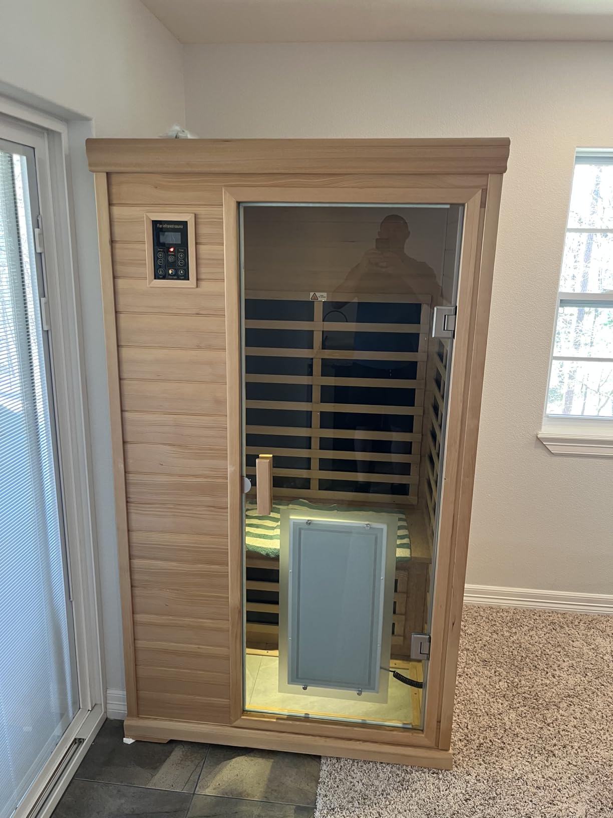 2 Person Infrared Saunas for Home Spa, Low EMF Far Infrared Sauna, Hemlock Wood Indoor Personal Sauna Roombox with 2 Bluetooth Speaker, 2 Reading Lights, Control, 5 Heating Panels, 1500 Watts/120V/15A customer photo 2