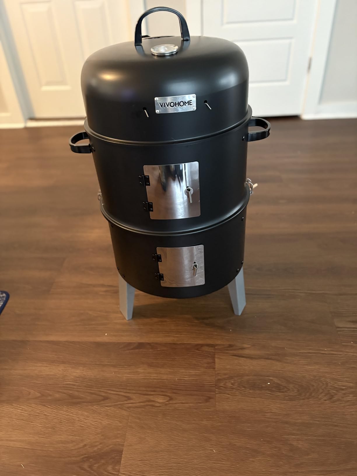 VIVOHOME 3-in-1 Vertical Charcoal Smoker, BBQ Smoker Grill with Built-in Thermometer, Air Vent, and 2 Access Doors customer photo 1