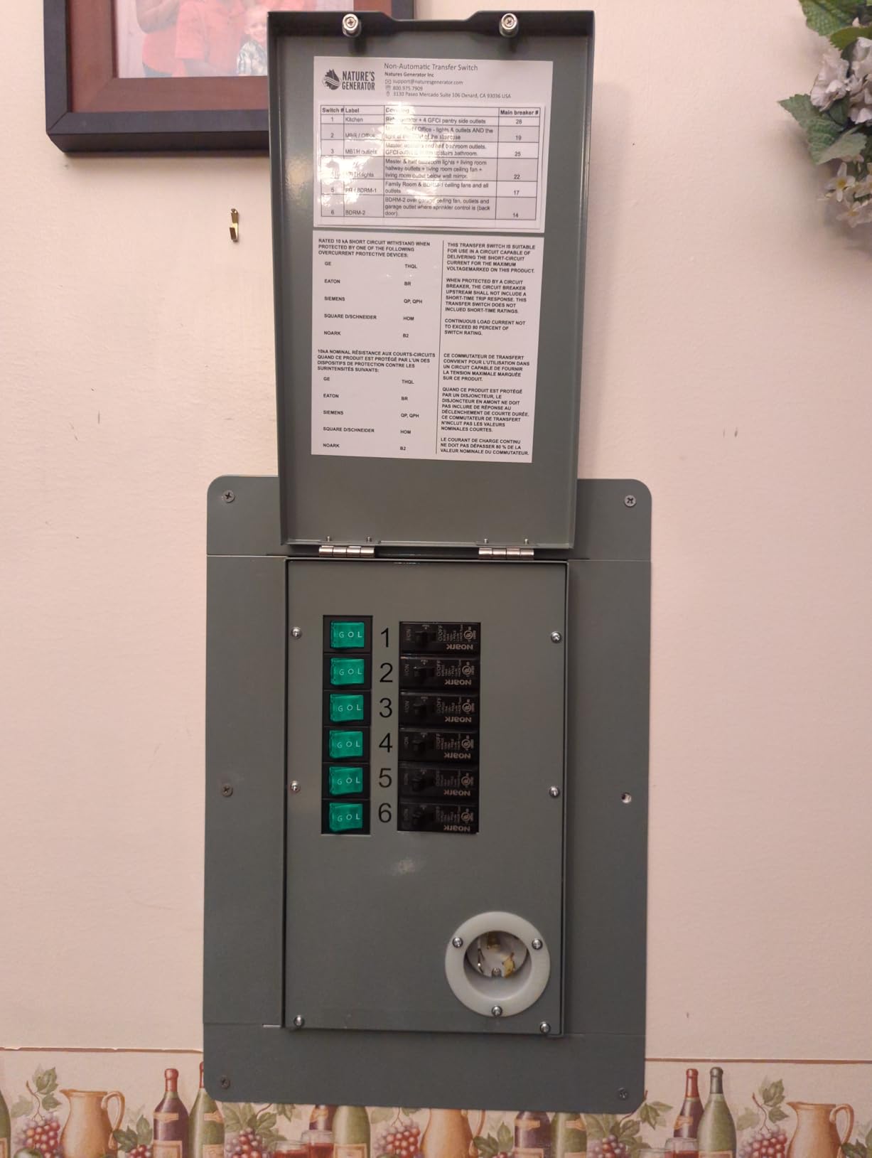 Nature's Generator Transfer Switch 6 Circuits 120V 30A Non-Automatic UL Power Transfer Kit (Indoor) customer photo 2