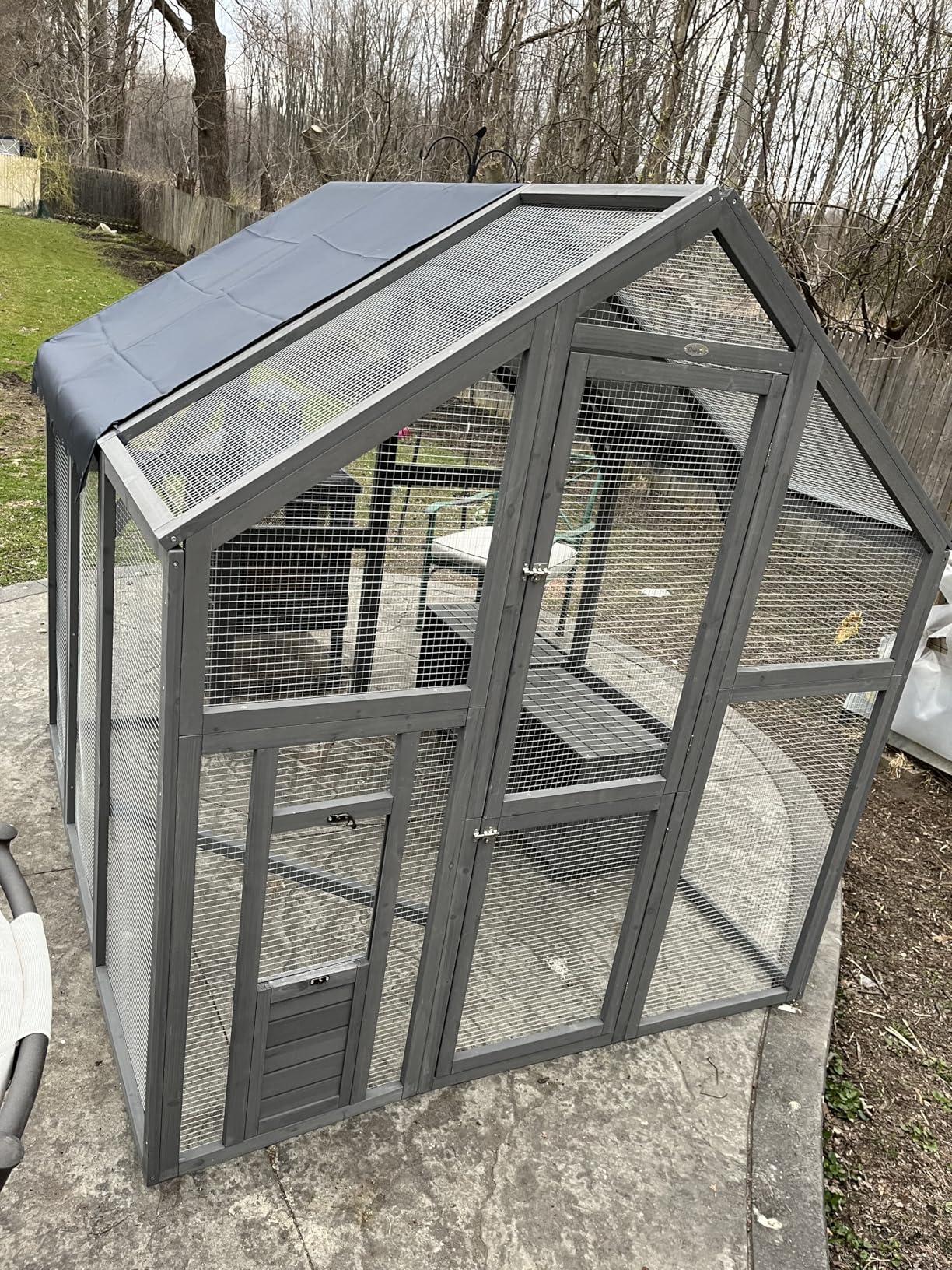 PawHut Large Wooden Chicken Coop for 8-12 Hens, Walk-in Chicken Run with Waterproof Cover, Nesting Boxes and Perch, Outdoor Poultry Cage Rabbit Hutch for Backyard, 110.2