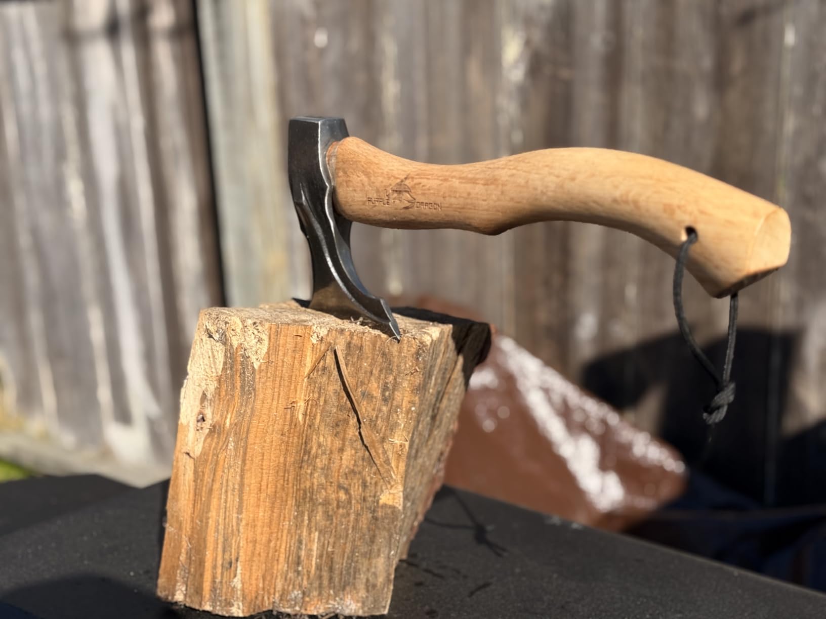 Purple Dragon Camping Hatchet 14.7 Inch Hand Forged Splitting Axe - Outdoor Wood Splitting Chopping & Carving Tool with Leather Sheath Bushcraft Survival Wooden for Men and Women customer photo 1